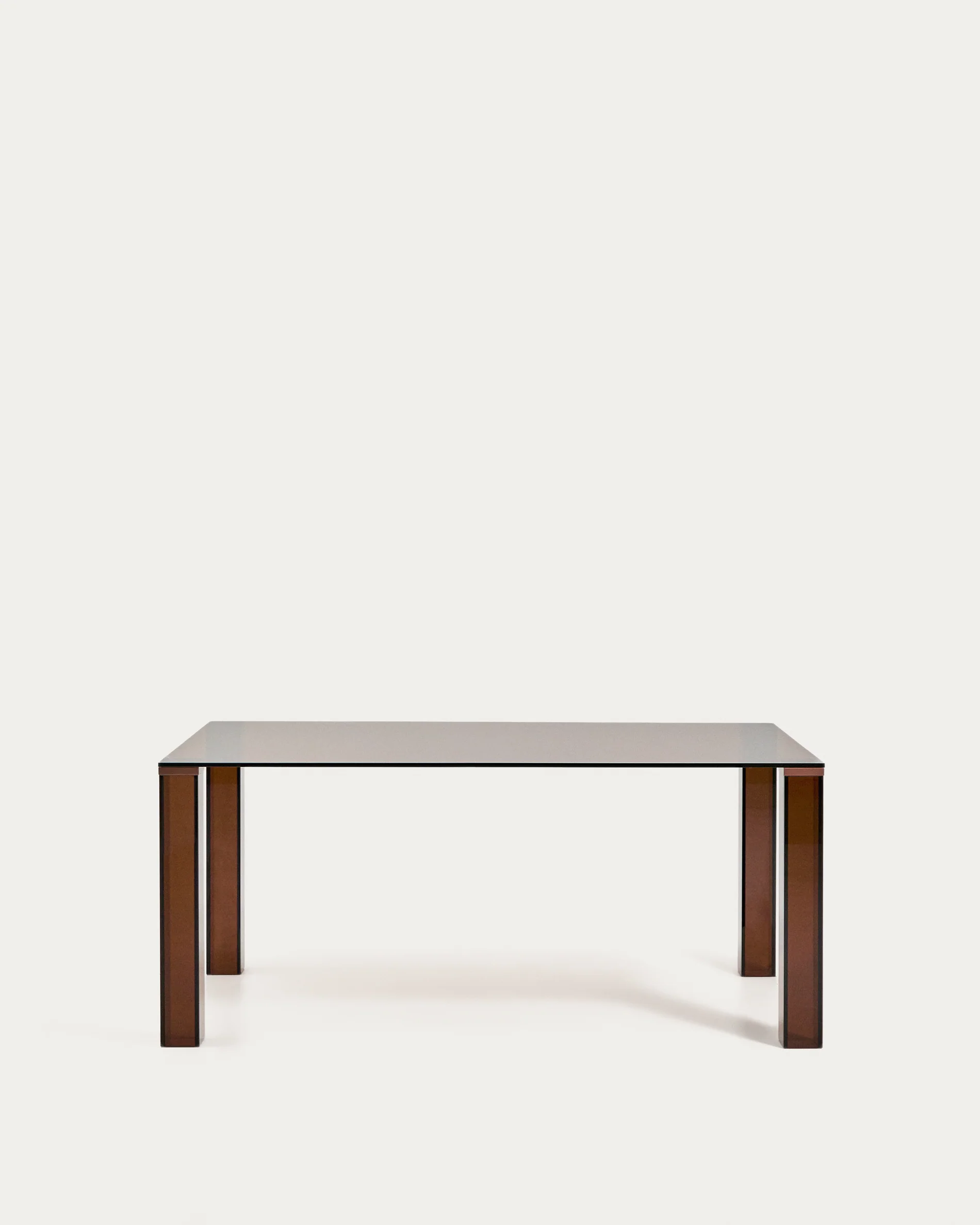 Adularia table in brown tempered glass 160 x 90cm