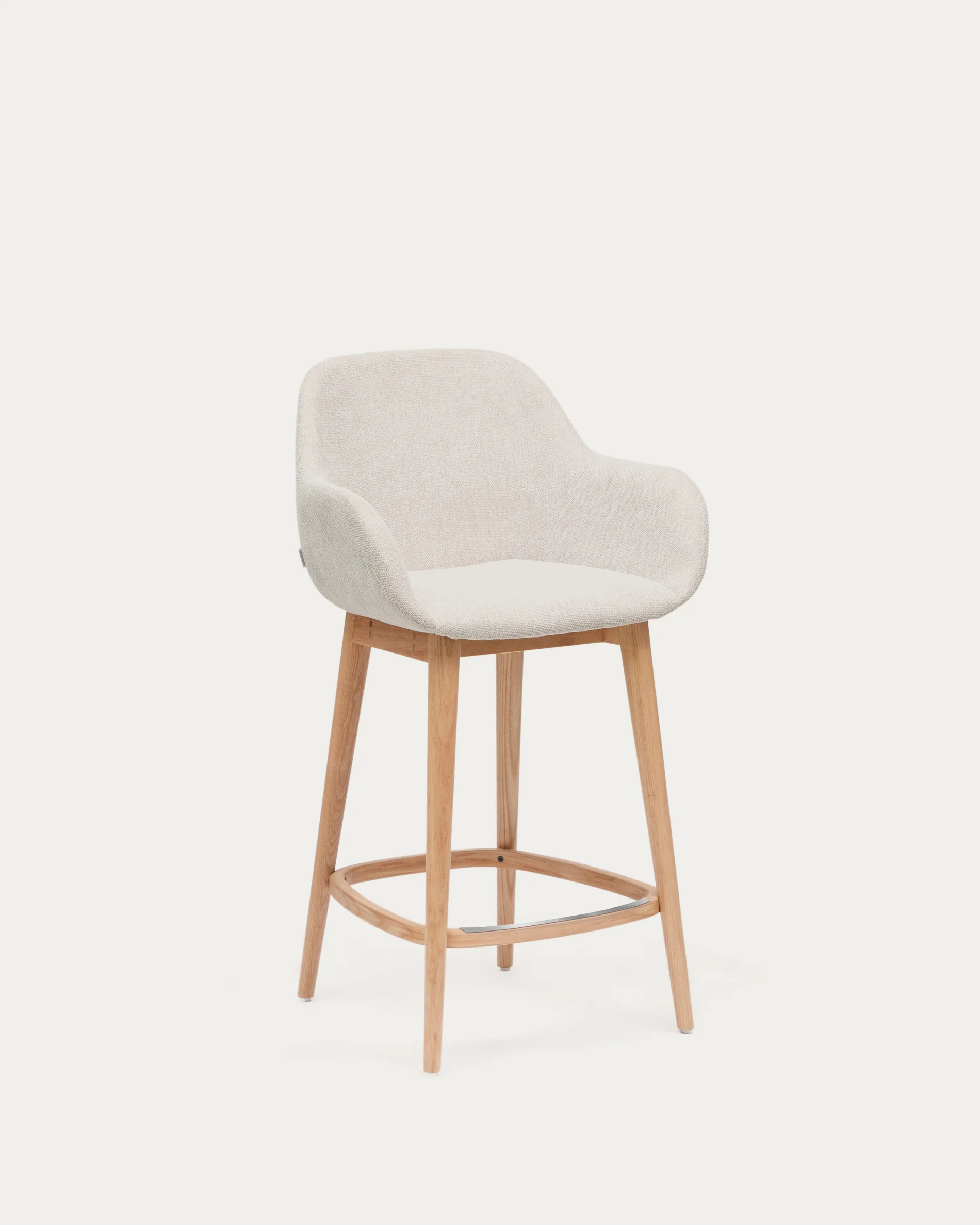 Konna stool in beige and solid ash wood legs in a light finish, 65 cm