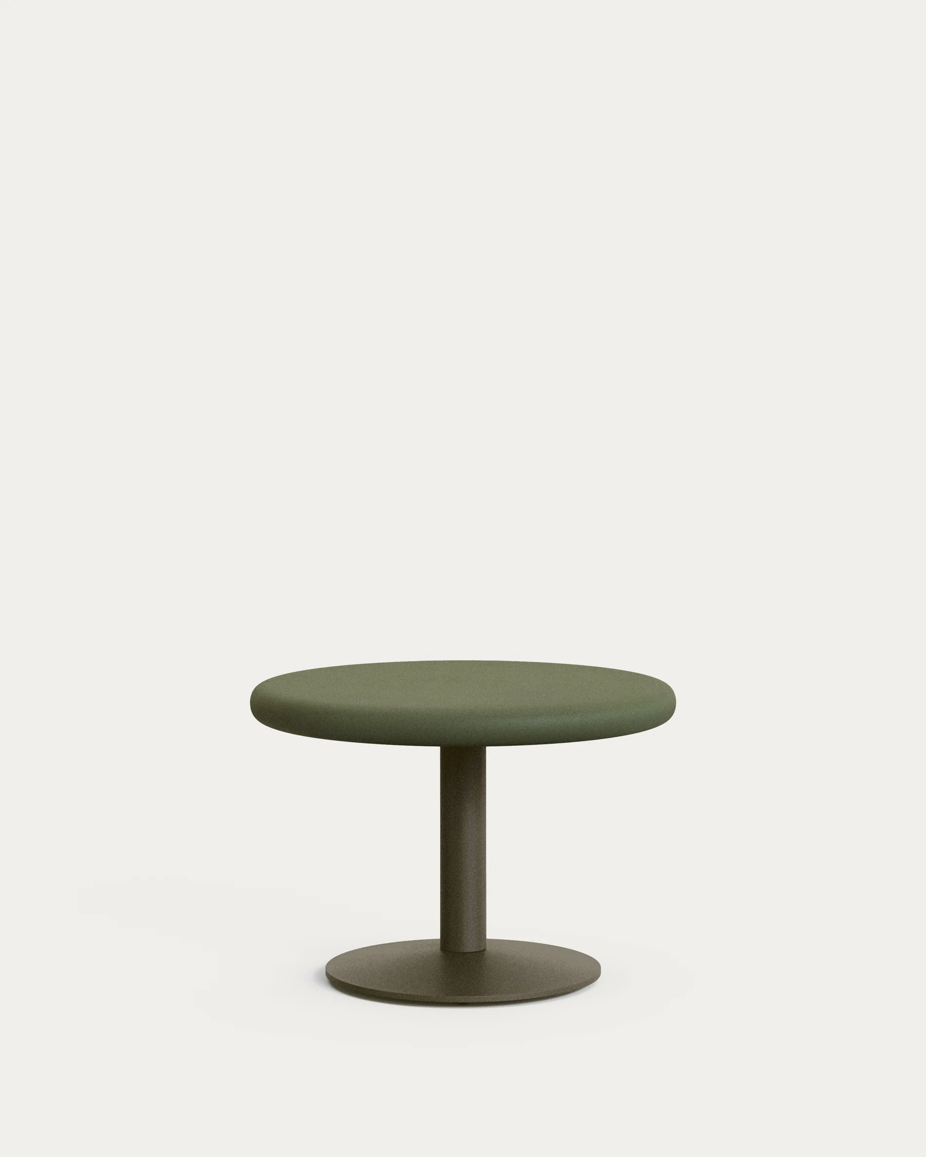 Esilda outdoor round table with green cement top Ø70cm and green steel base Ø42x45cm