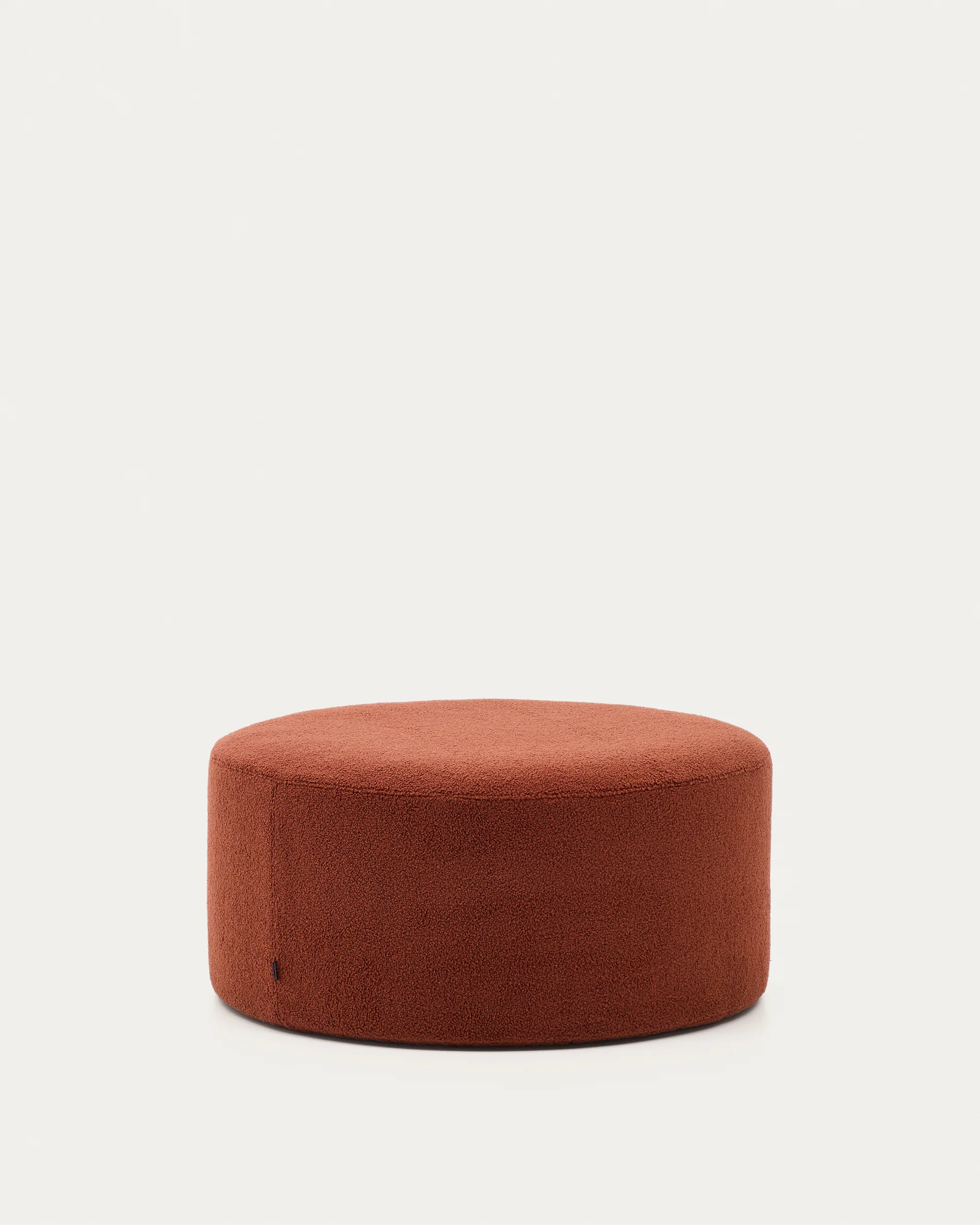 Kaeli footrest with removable cover in terracotta bouclé Ø 90 cm