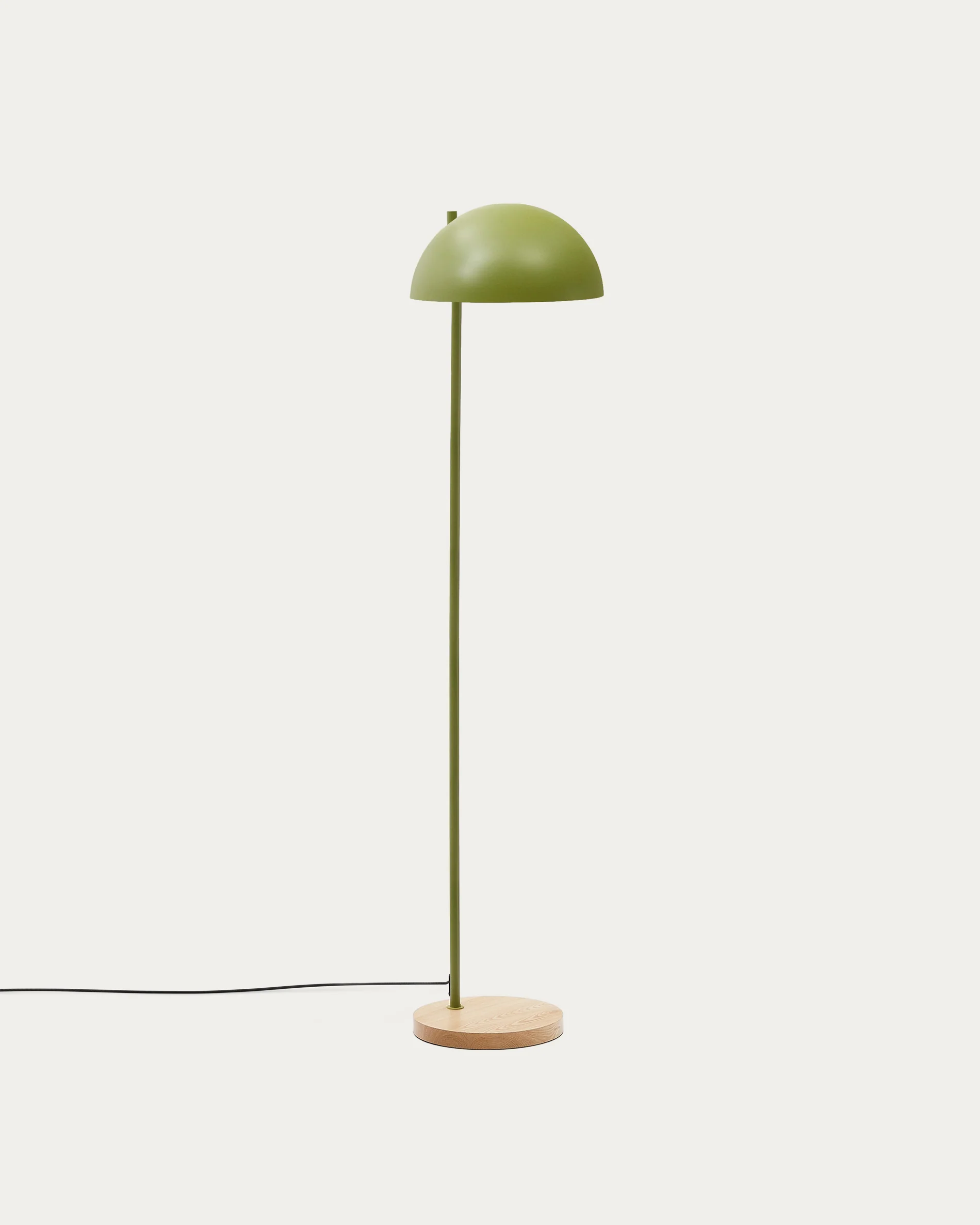 Catlar ash wood and metal floor lamp in a green painted finish