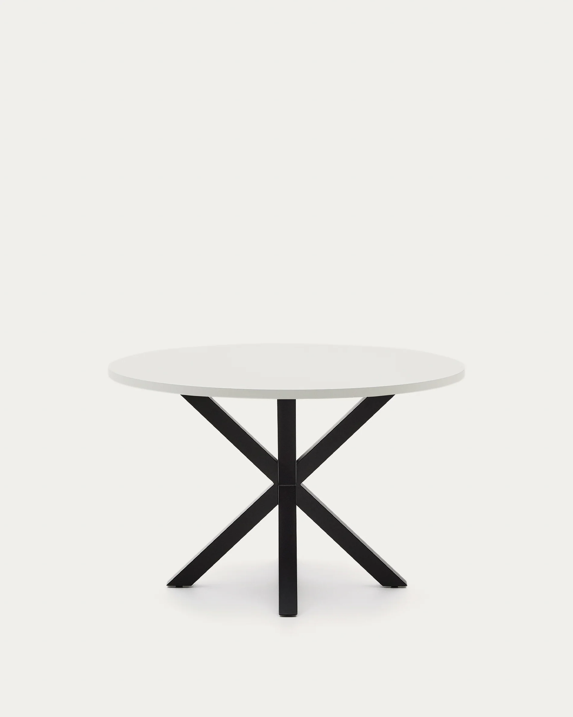 Argo round table in white melamine and steel legs with black finish Ø 120 cm