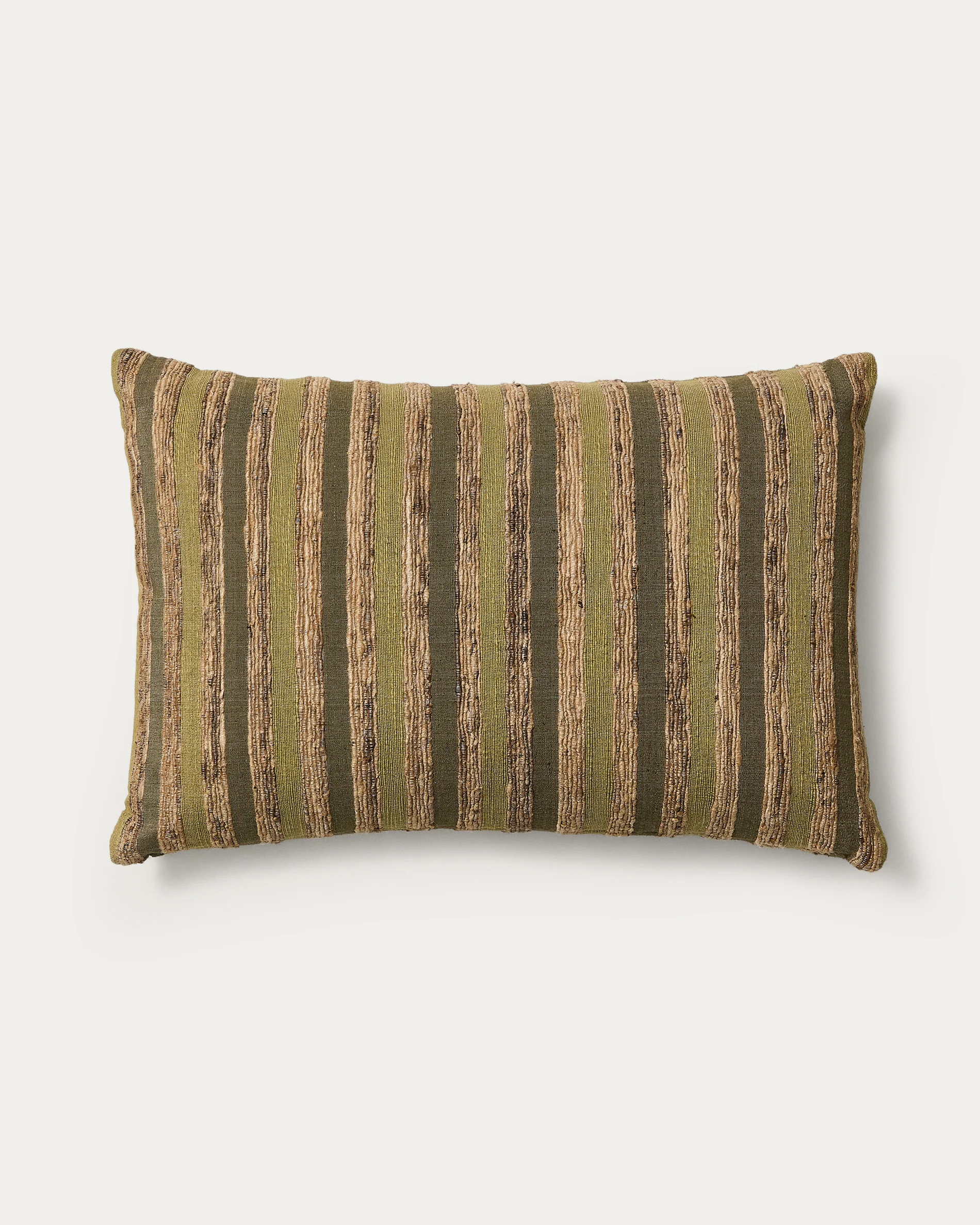 Dorevi green striped silk blend jacquard cushion cover 40 x 60cm