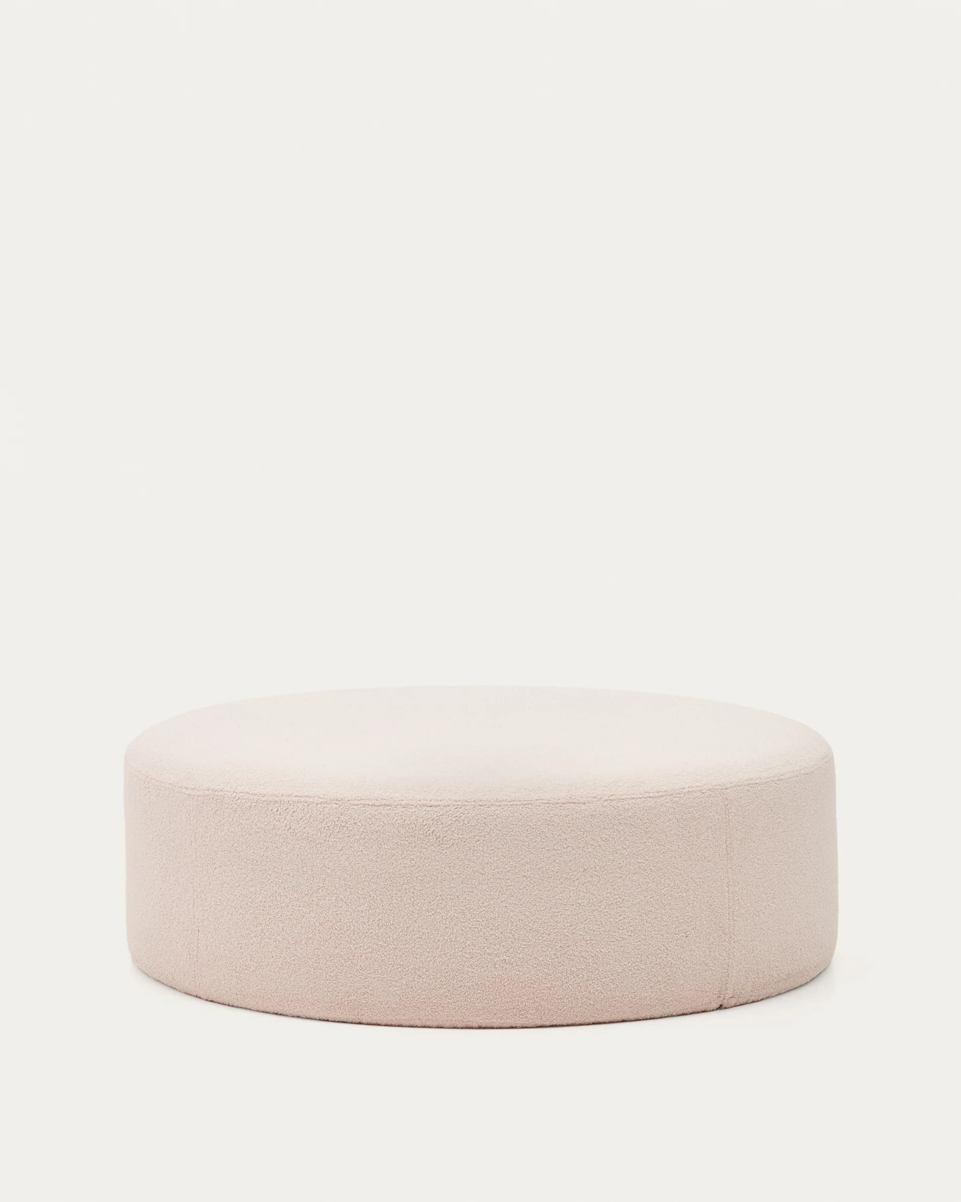 Kaeli footrest with removable cover in pink bouclé Ø 120 cm