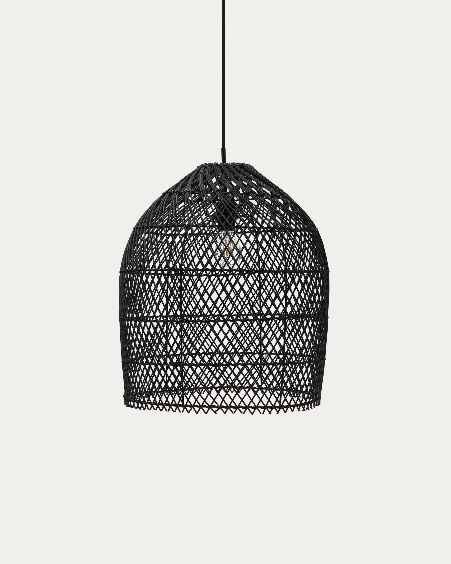 Domitila rattan ceiling lamp shade with black painted finish, Ø 44 cm