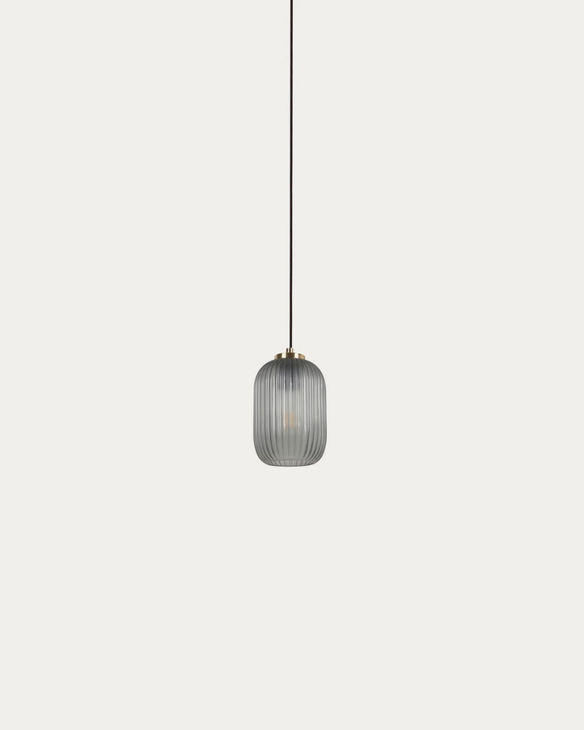 Hestia metal ceiling light with brass finish and grey glass