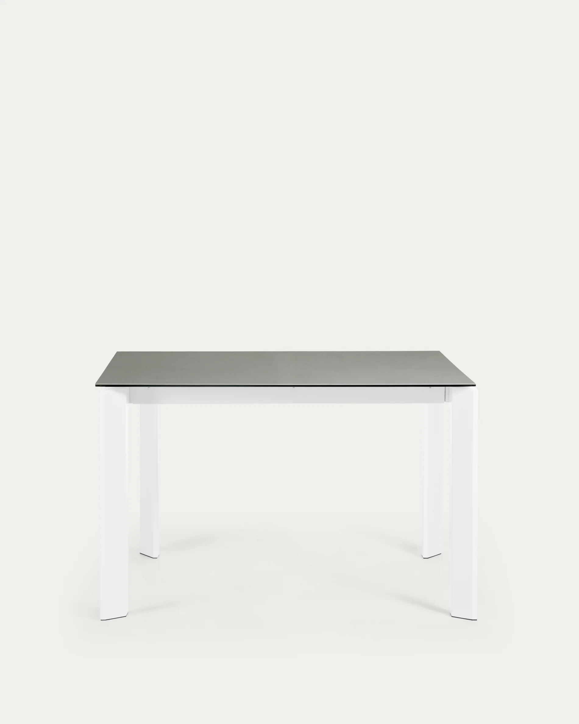 Axis extendable ceramic table with Hydra Plomo finish and white steel legs 120 (180) cm