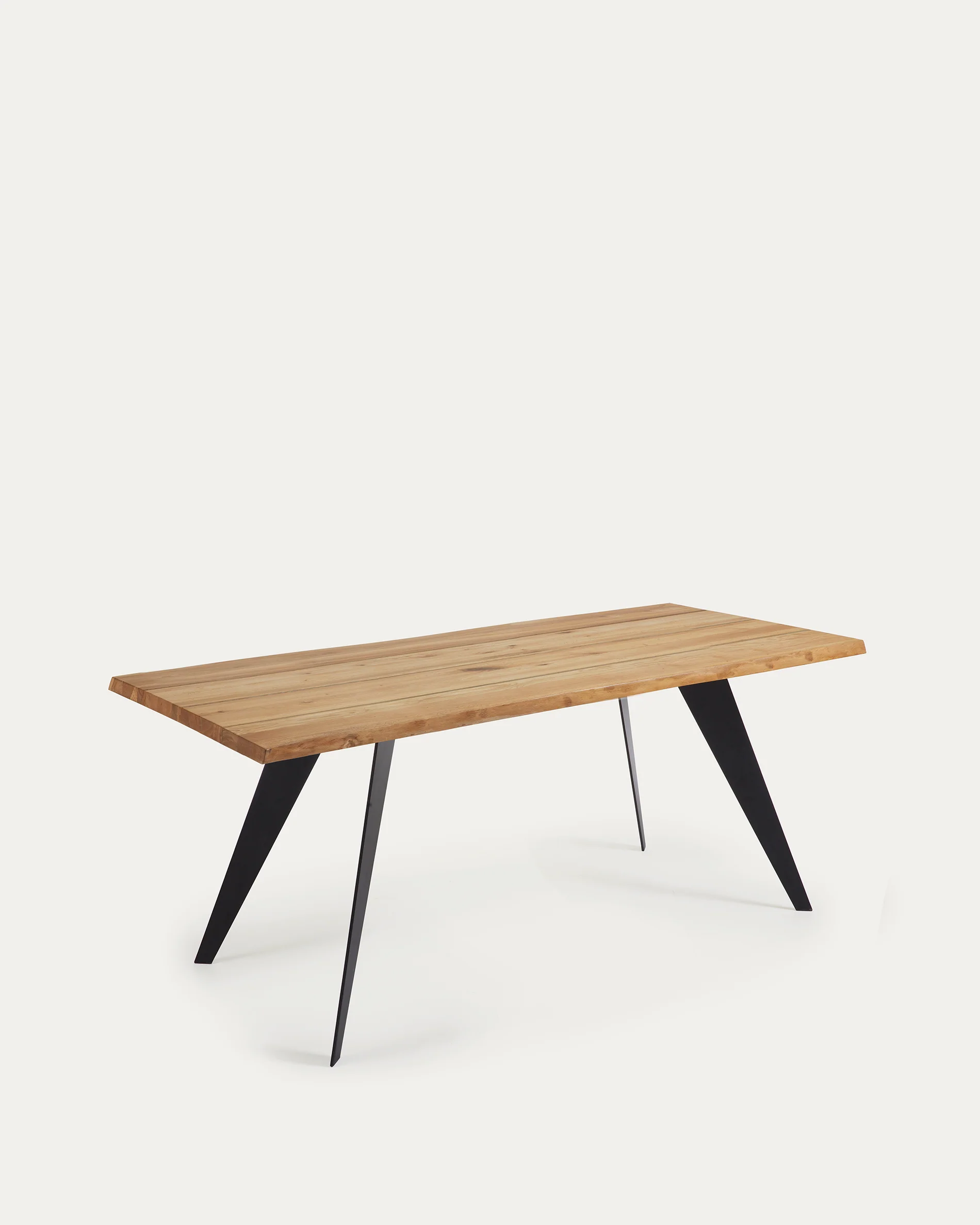 Koda oak veneer table with natural finish and steel legs with black finish 160 x 90 cm