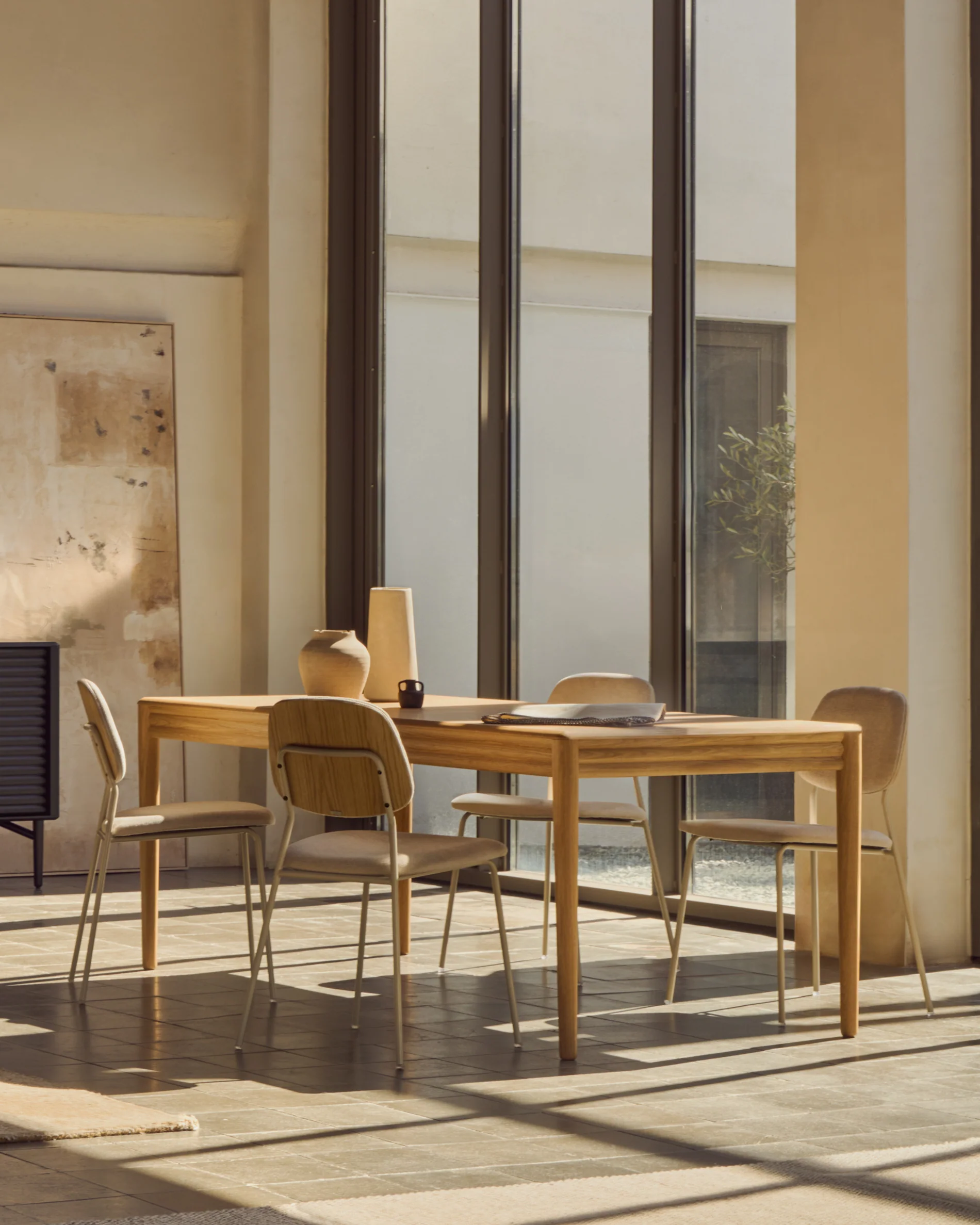 Lenon extendable table in natural FSC Mix Credit solid oak wood and veneer 160(200)x90