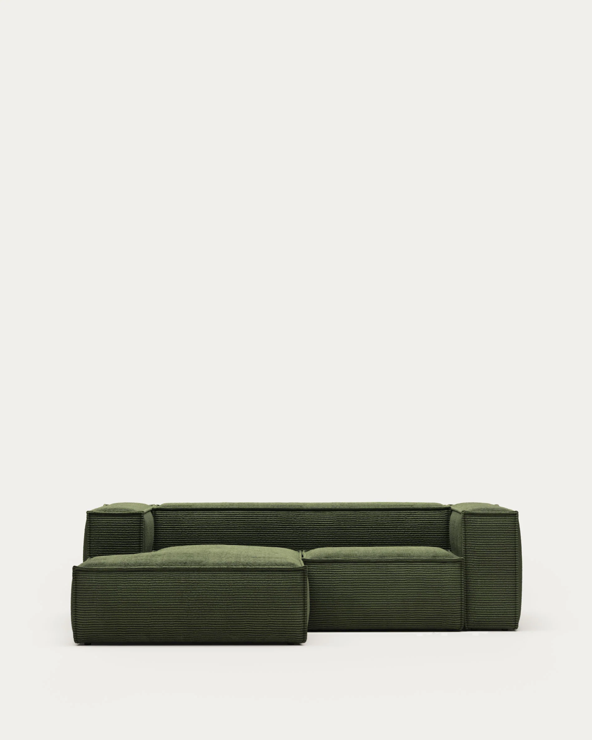 Blok 2-seater left chaise longue sofa in green thick corduroy 240cm FSC Mix Credit