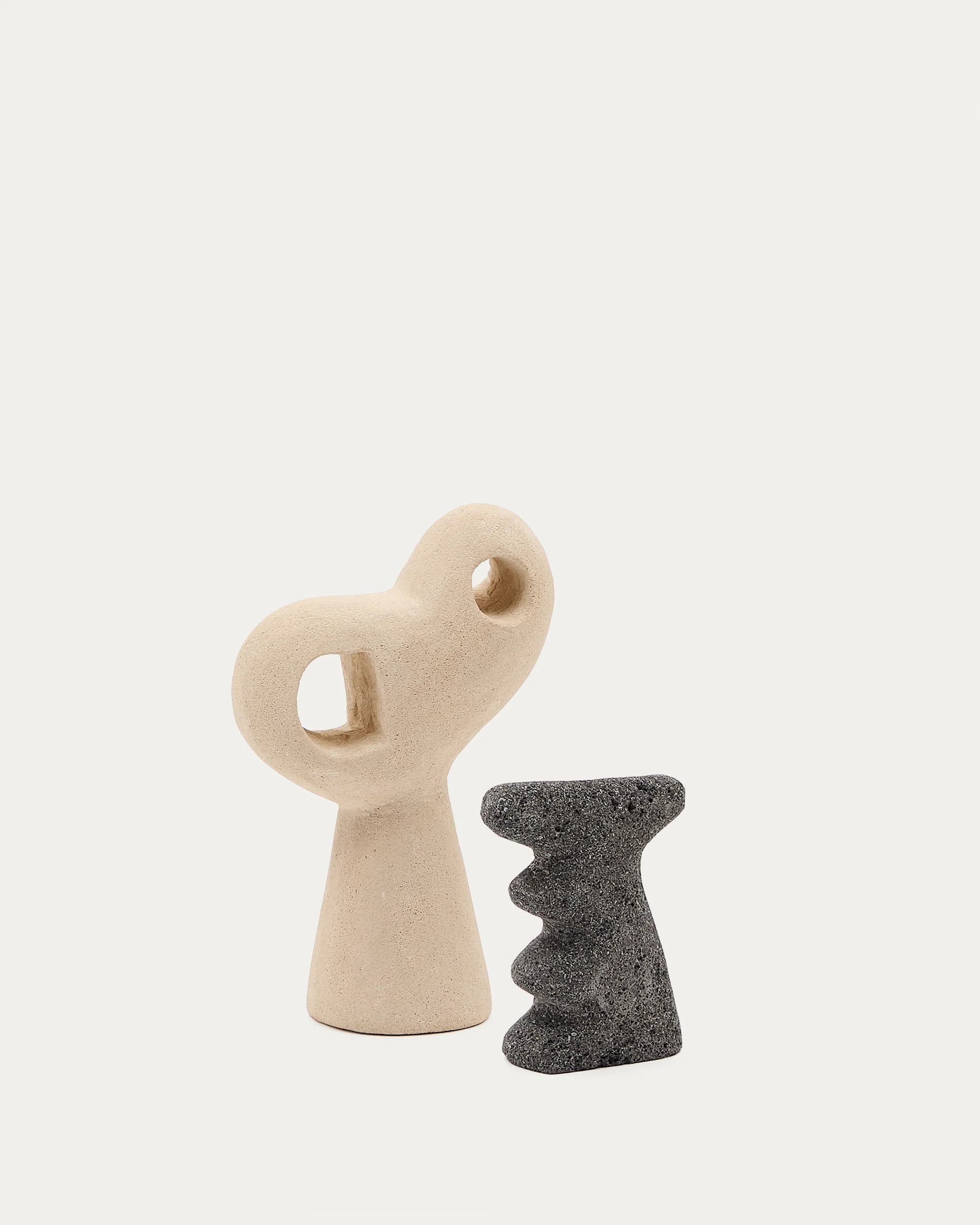 Arif set of stone sculptures in a beige and black finish, 12 cm / 23 cm