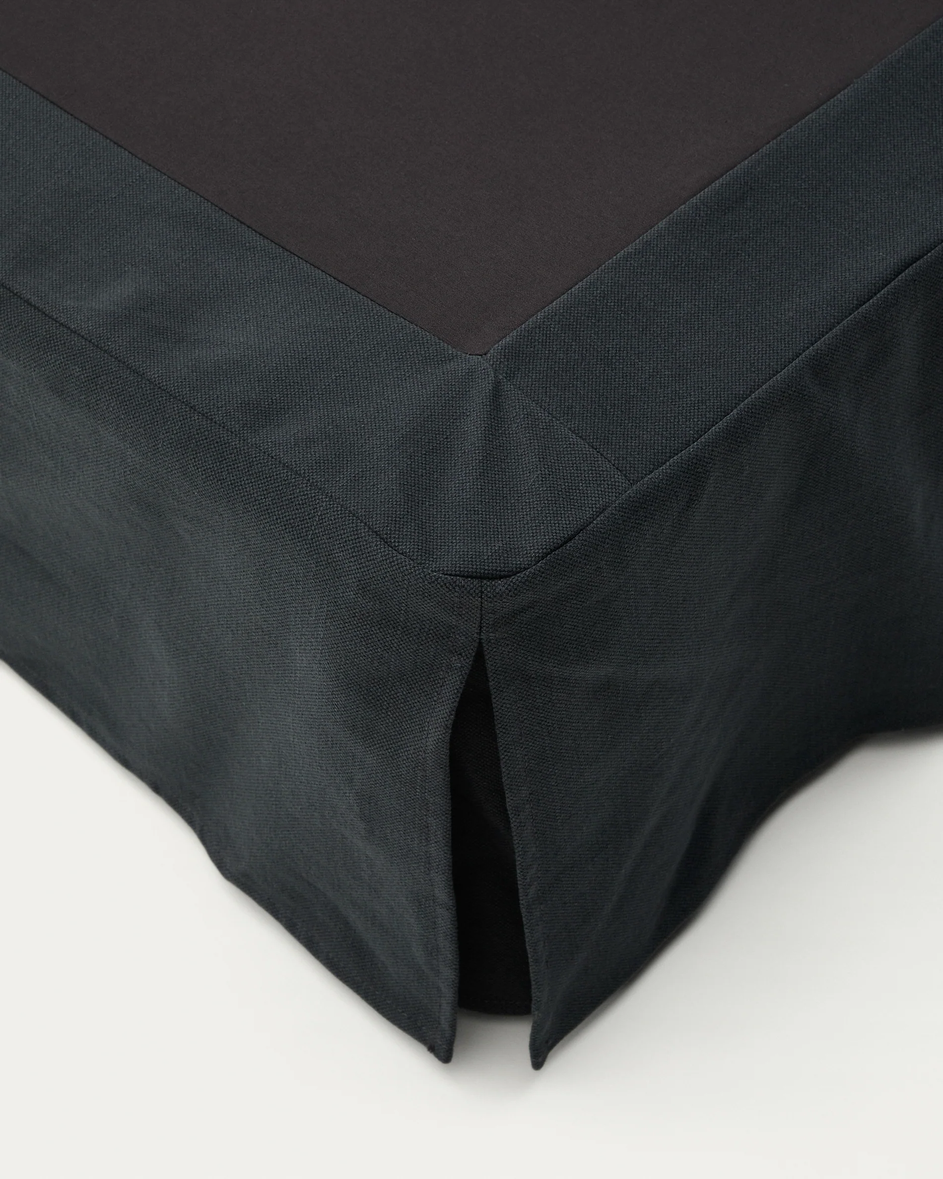 Anthracite grey linen and cotton Jaira base with removable cover for a 90 x 200 cm mattress