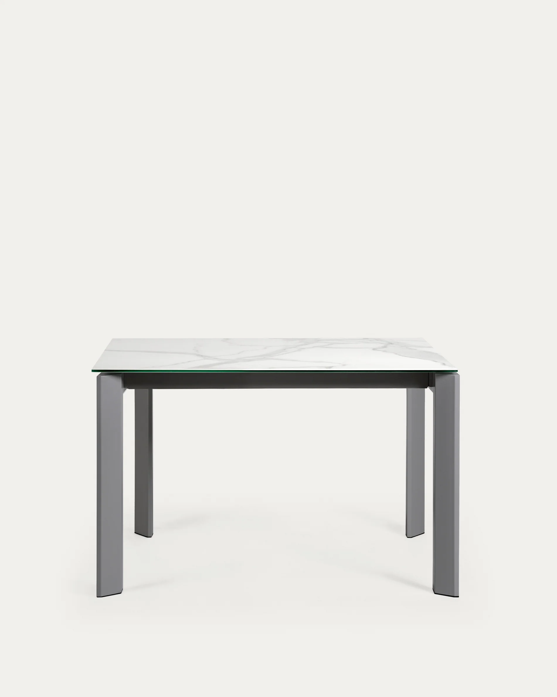 Axis extendable porcelain table with Kalos Blanco finish and dark grey legs, 120 (180) cm