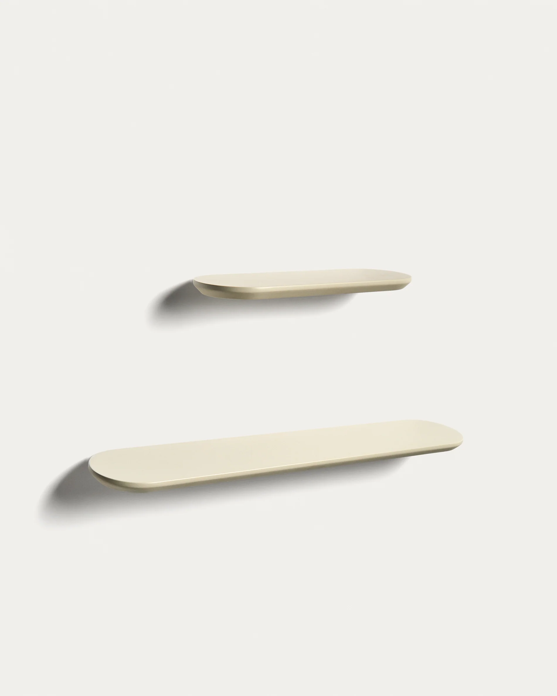 Arely set of 2 MDF shelves with beige lacquer finish 35 cm/55 cm