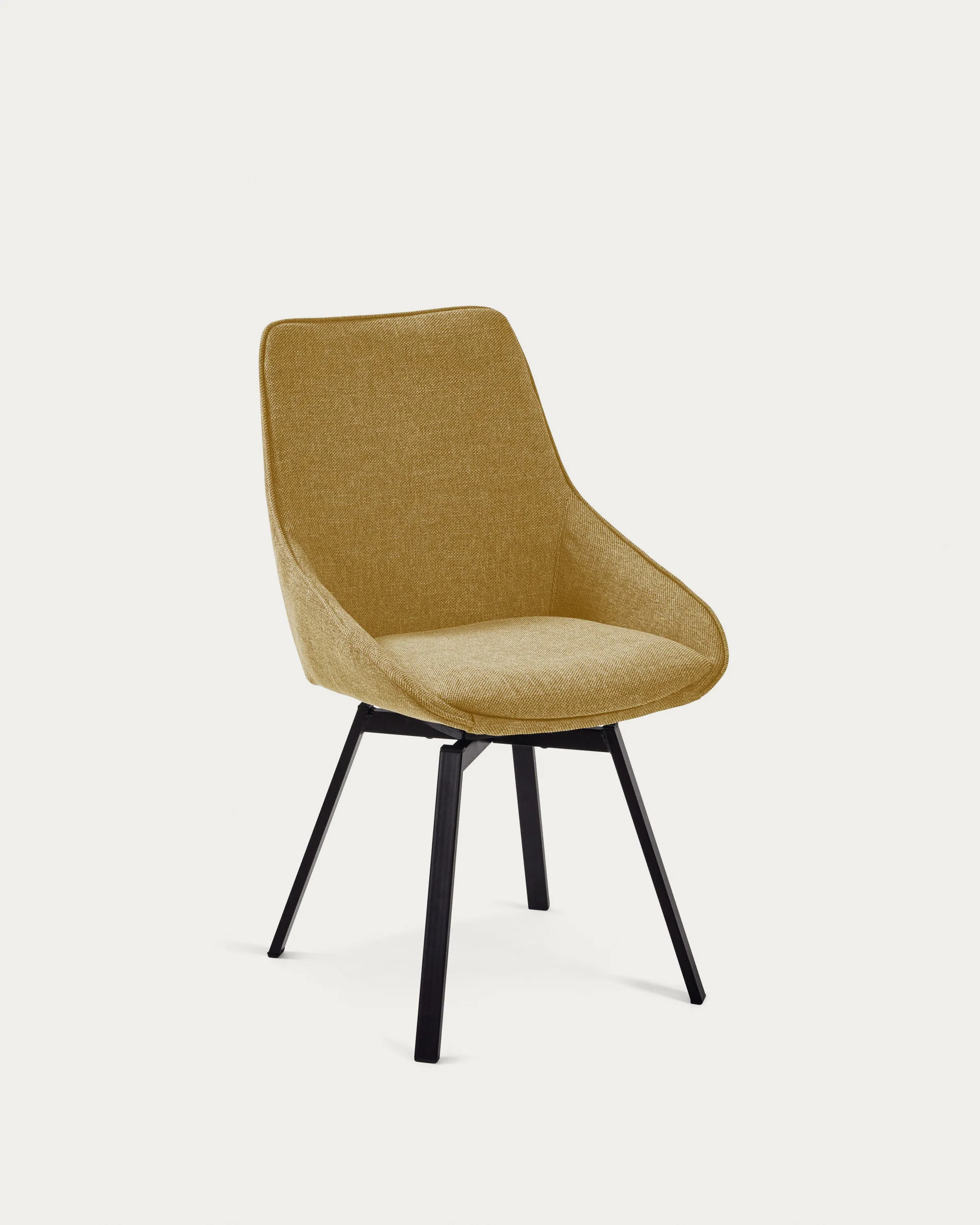 Jenna mustard swivel chair with steel legs with black finish FSC 100%