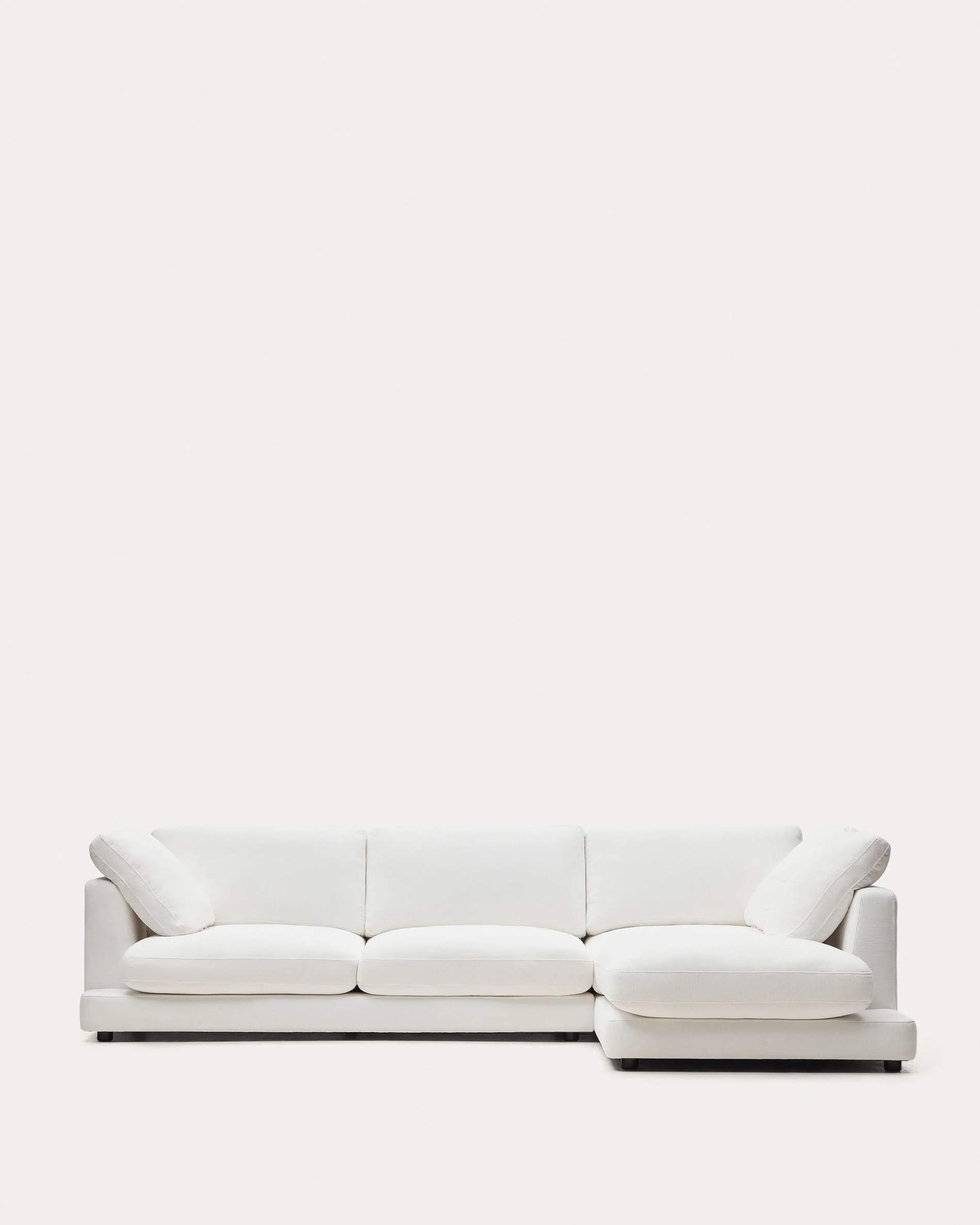 Gala 4-seater sofa with right chaise longue in white chenille FSC Mix Credit 300cm