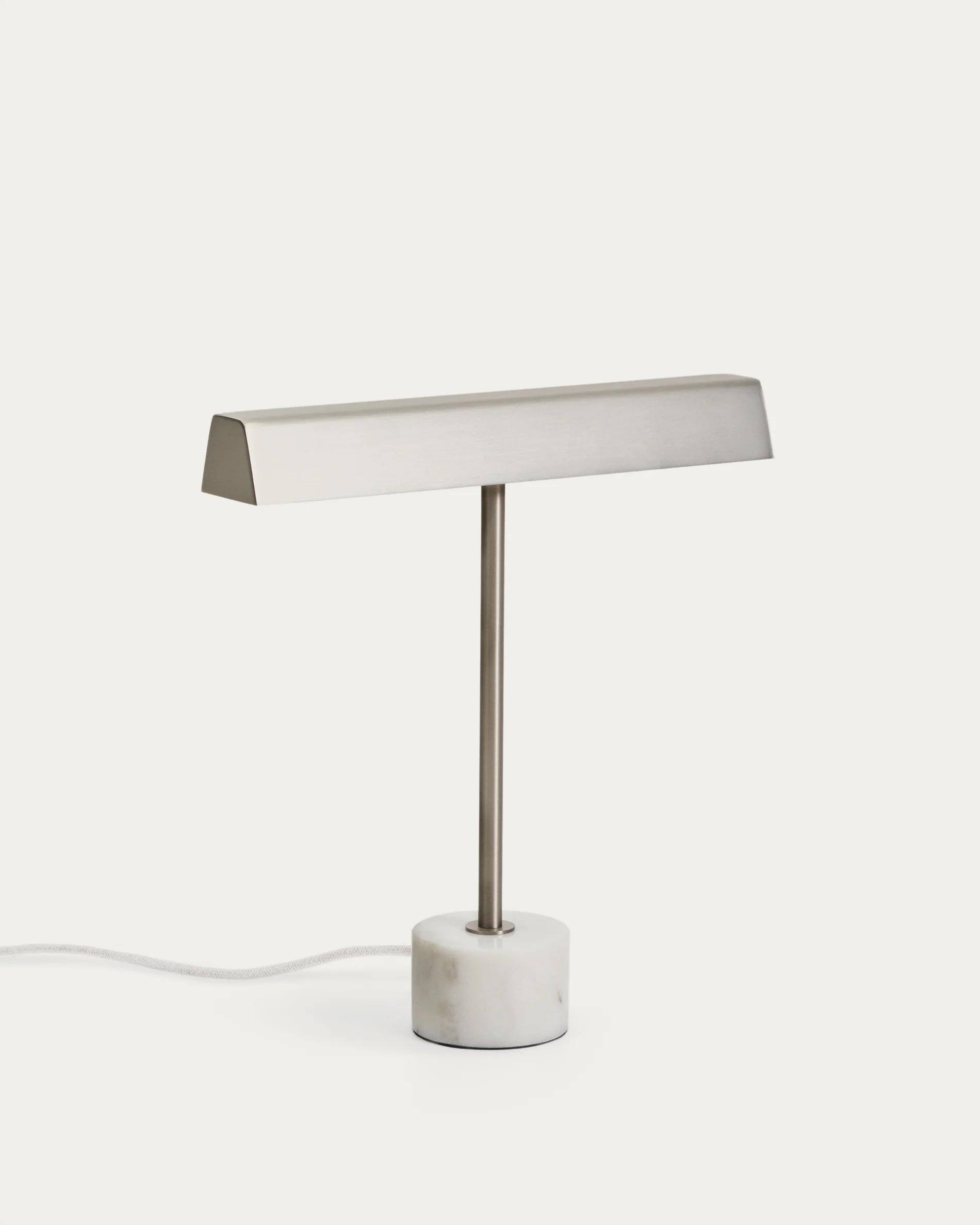 Lynor brushed metal table lamp with white marble base
