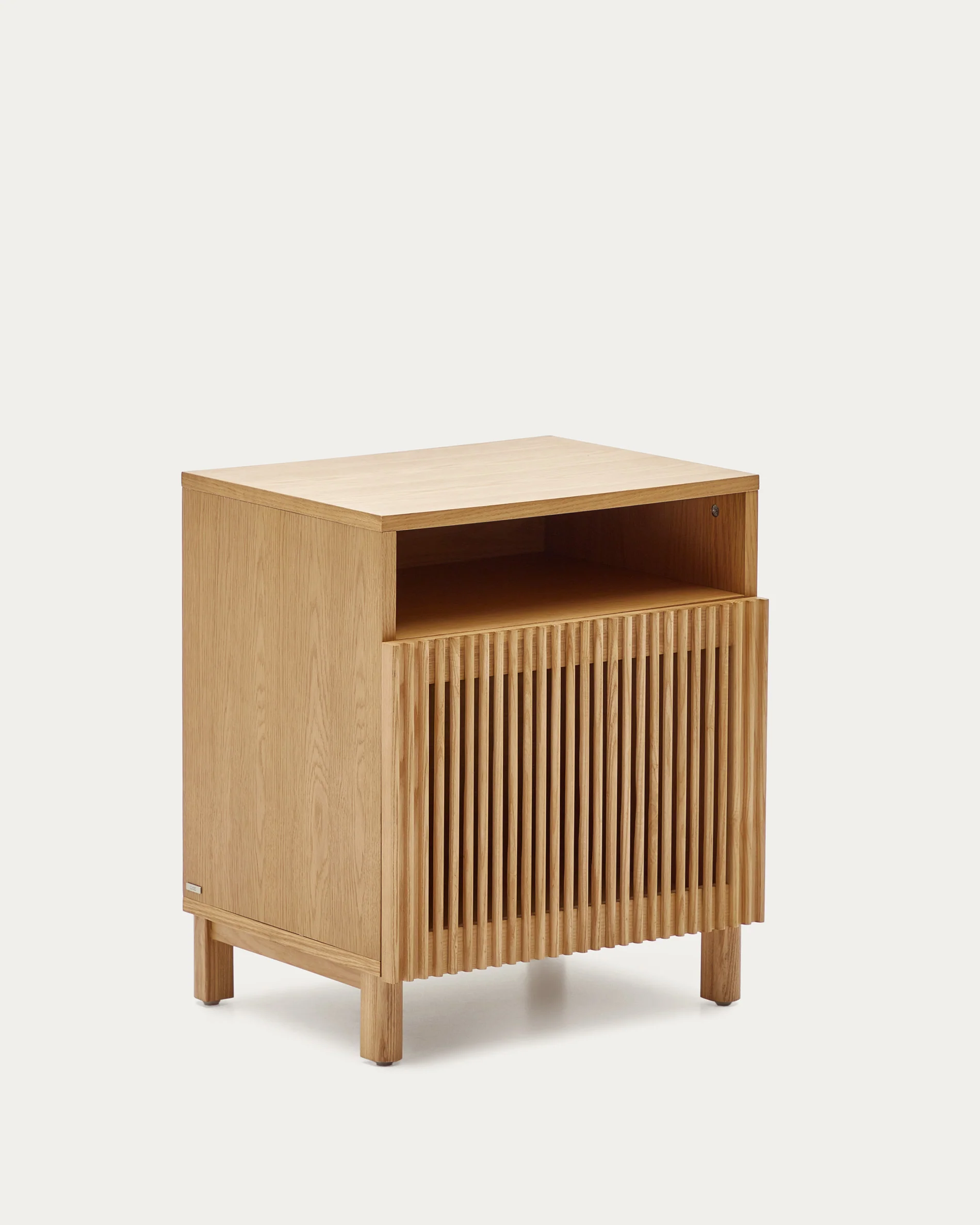 Beyla bedside table in solid ash wood and ash veneer 53 x 62 cm FSC 100%