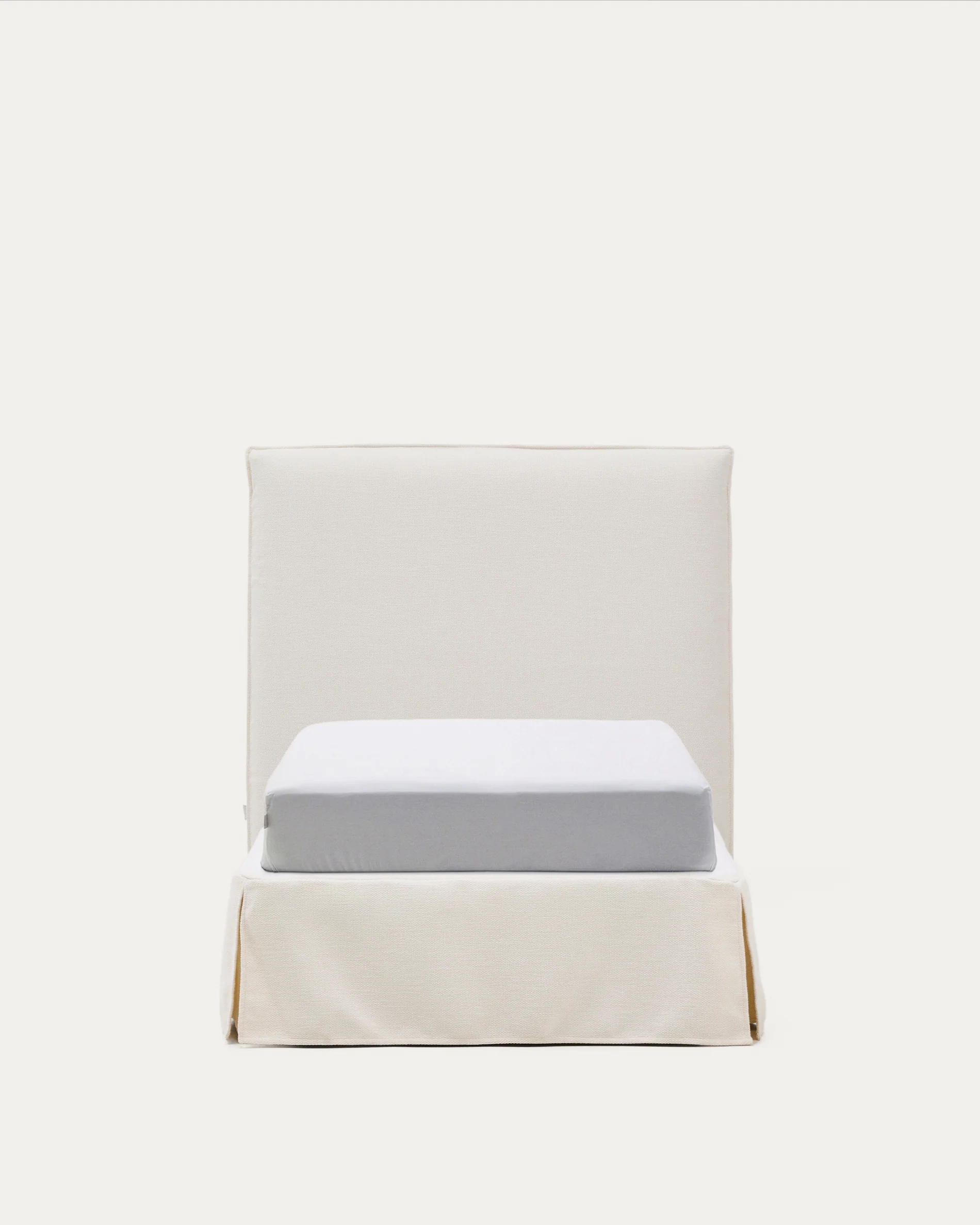 Jaira white chenille bed with removable cover for 90x200cm mattress FSC Mix Credit