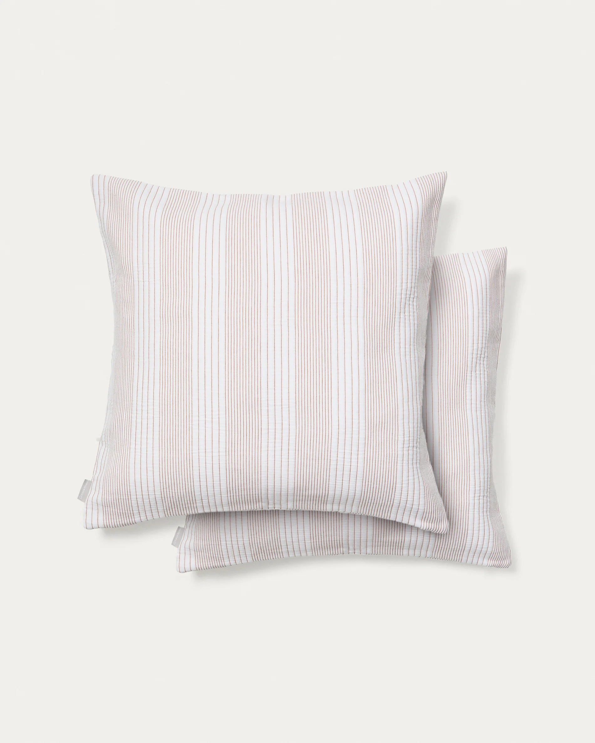 Macie set of 2 red and beige striped 100% cotton cushion covers 50 x 50cm