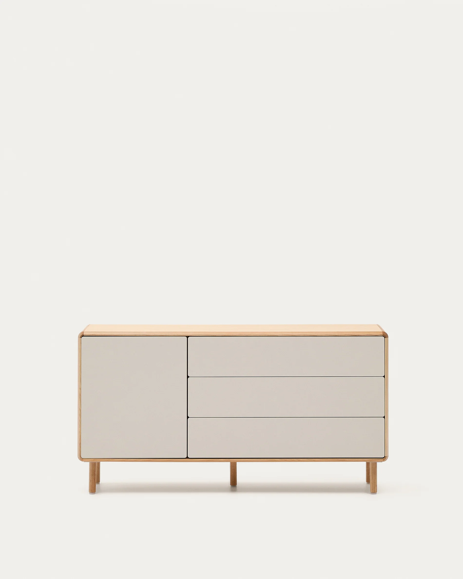 Anielle solid ash & ash veneer sideboard with 1 door and 3 drawers, 150 x 78 cm