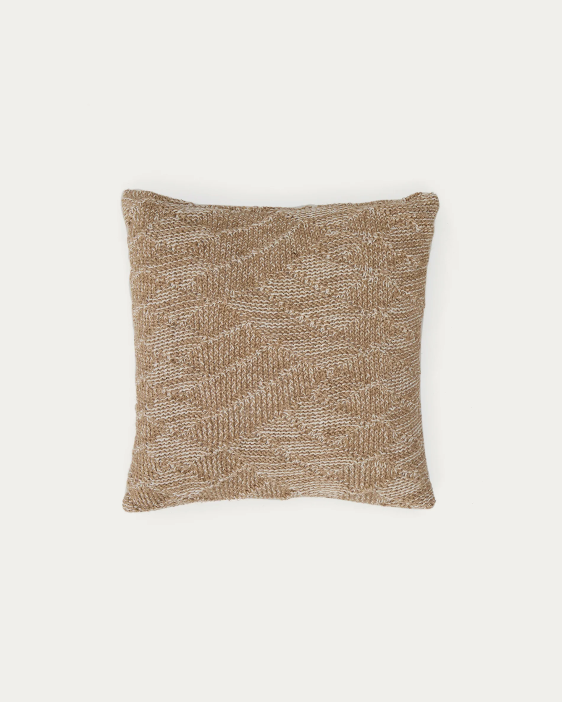 Melyan beige jacquard cotton and jute cushion cover 45 x 45cm