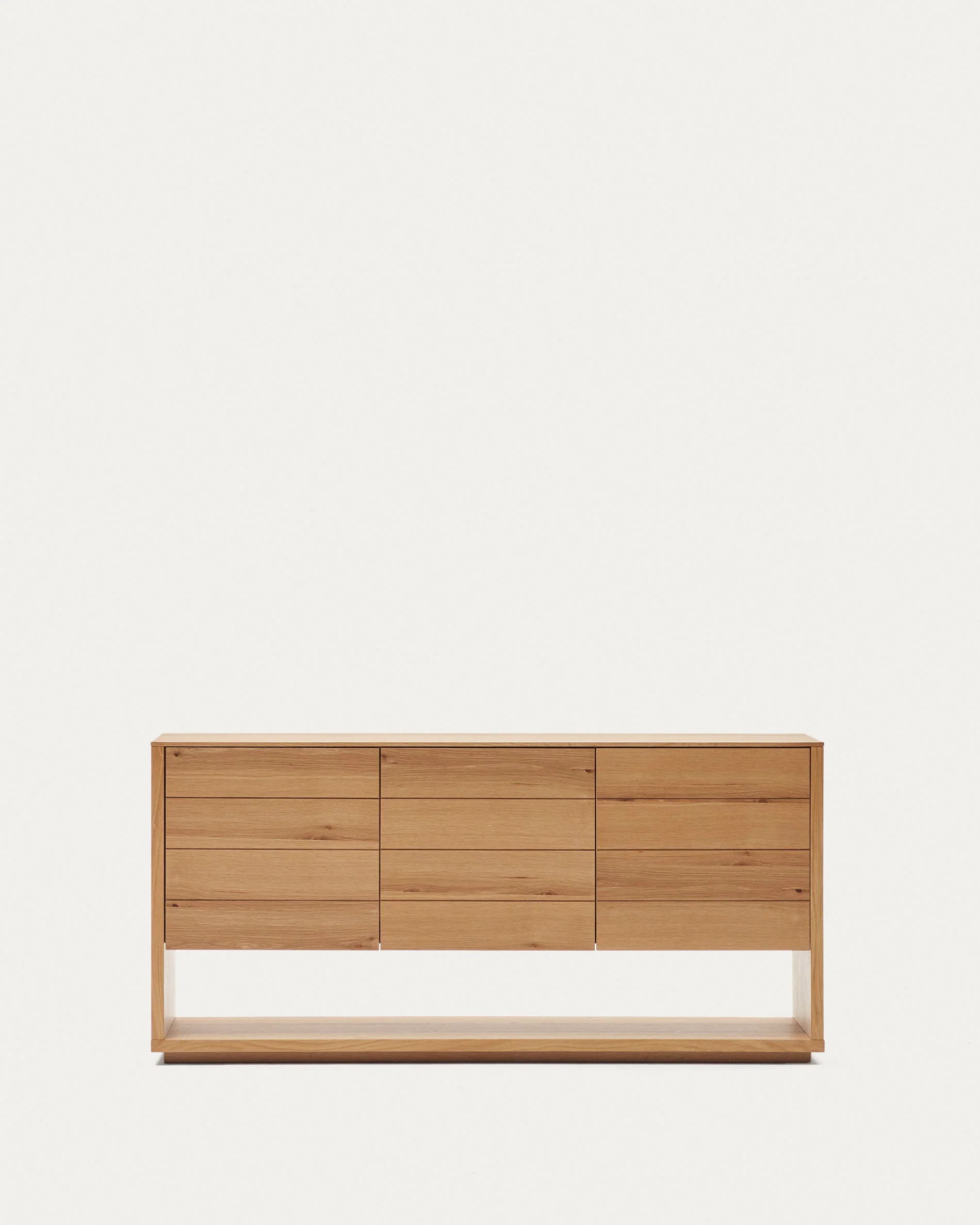 Alguema sideboard with 3 doors in oak veneer with natural finish, 151 x 73 cm