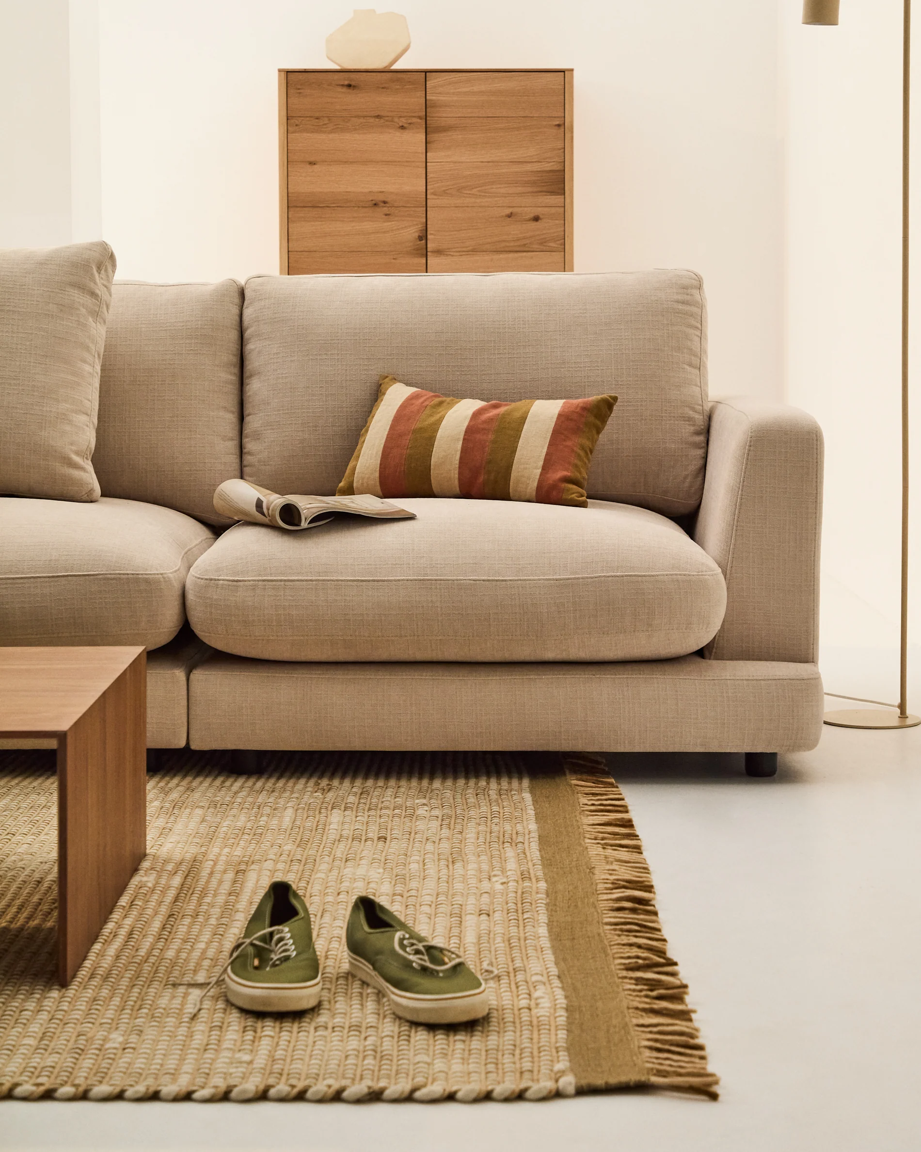 Nivran multicoloured striped 100% linen cushion cover 30 x 50cm