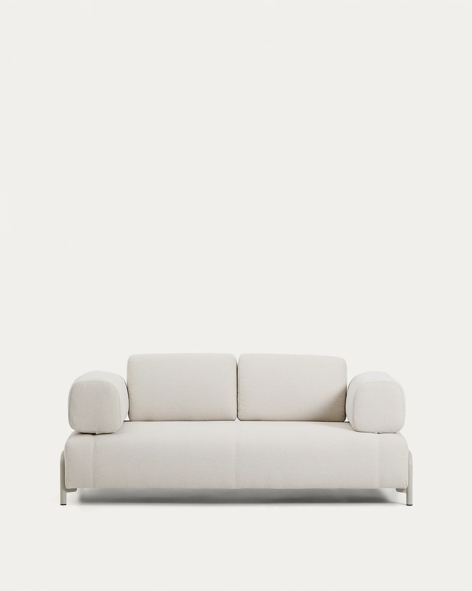 Compo 2-seater sofa in ecru chenille with beige metal frame 200 cm FSC Mix Credit
