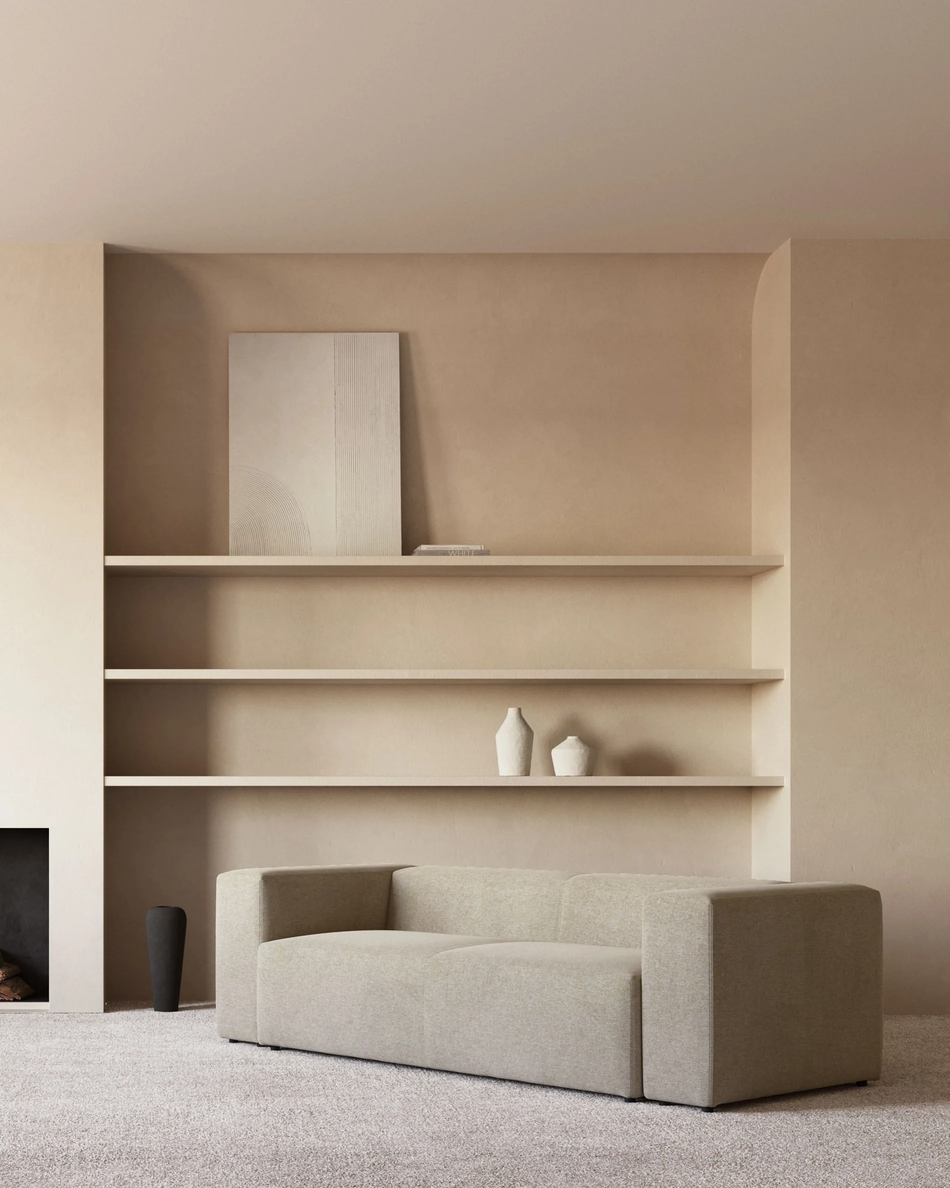 Blok 3-seater beige chenille sofa 240cm FSC Mix Credit