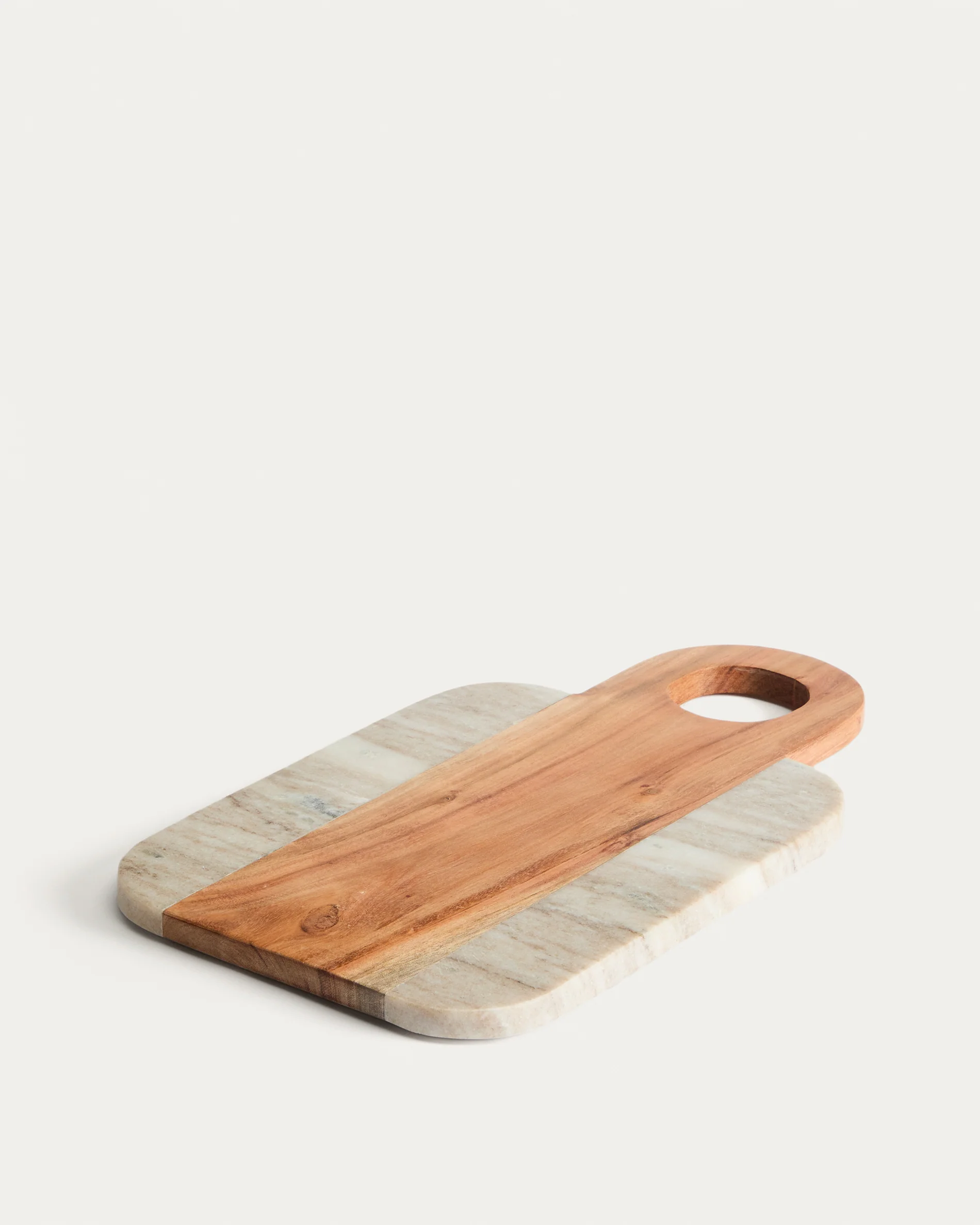 Nuvir serving board in beige marble and solid acacia wood