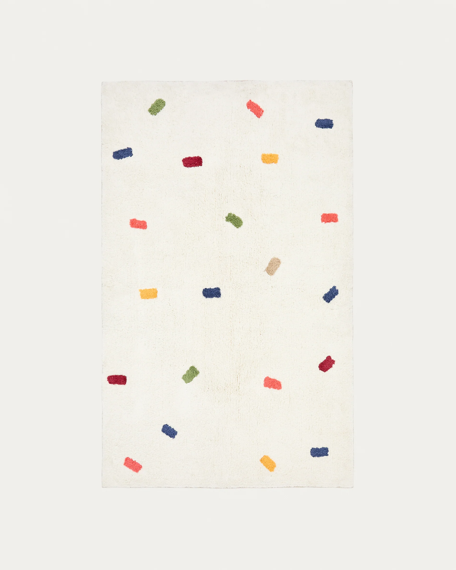 Epifania rug 100% white cotton with multicolour dots 150 x 200 cm