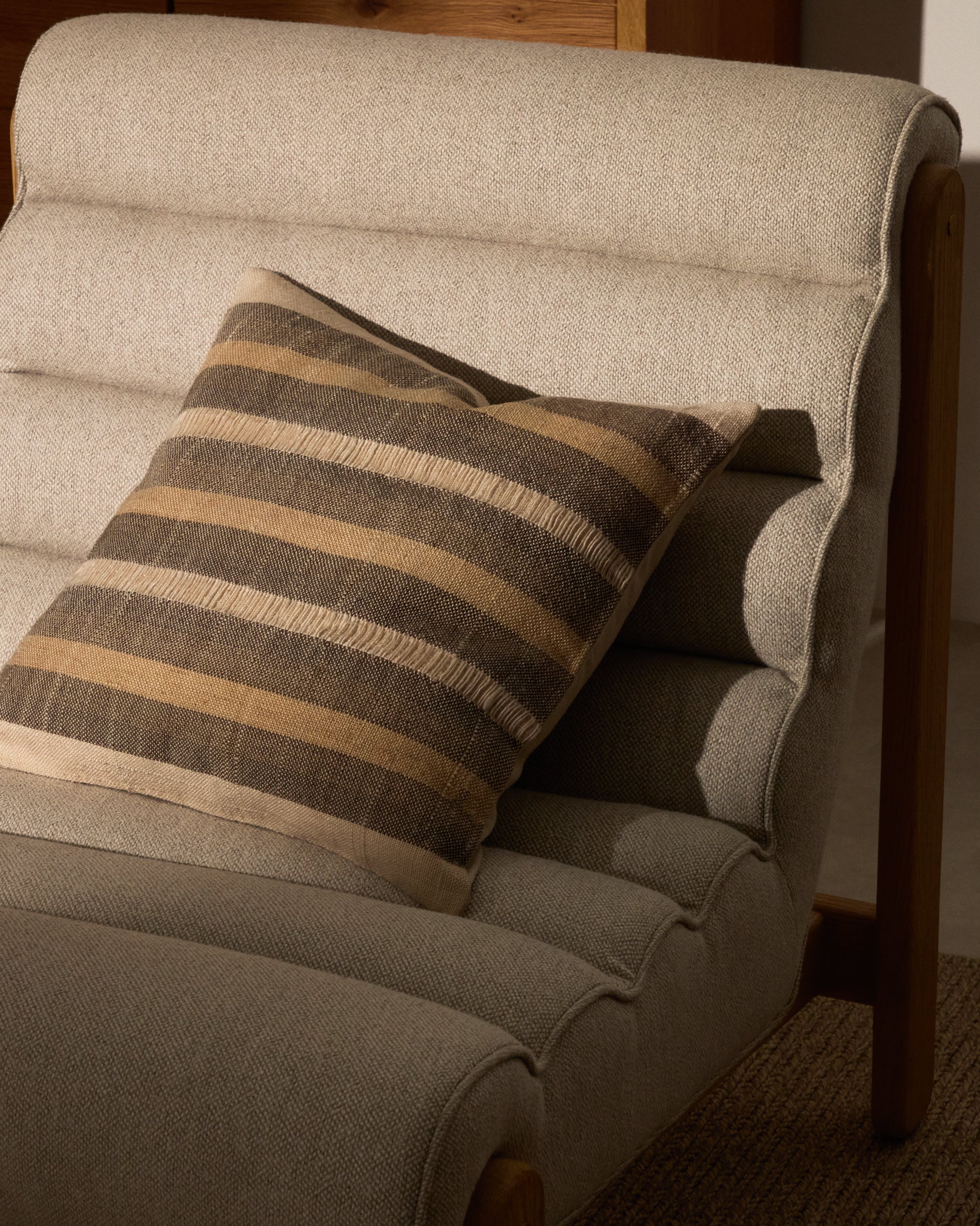 Awen multicoloured woven stripe cotton cushion cover 45 x 45cm