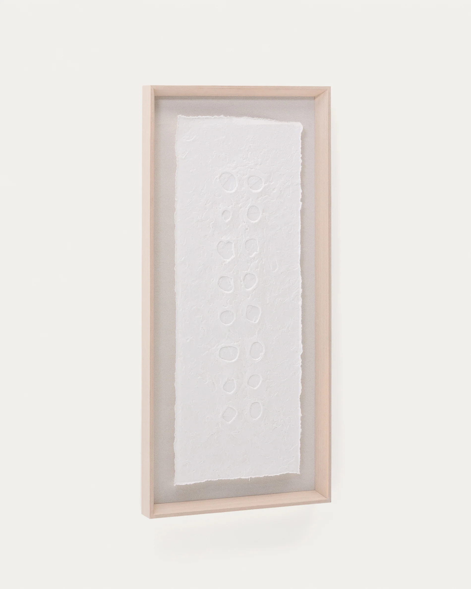 Olvin abstract picture on white recycled paper with hand-crafted reliefs 44 x 94 cm