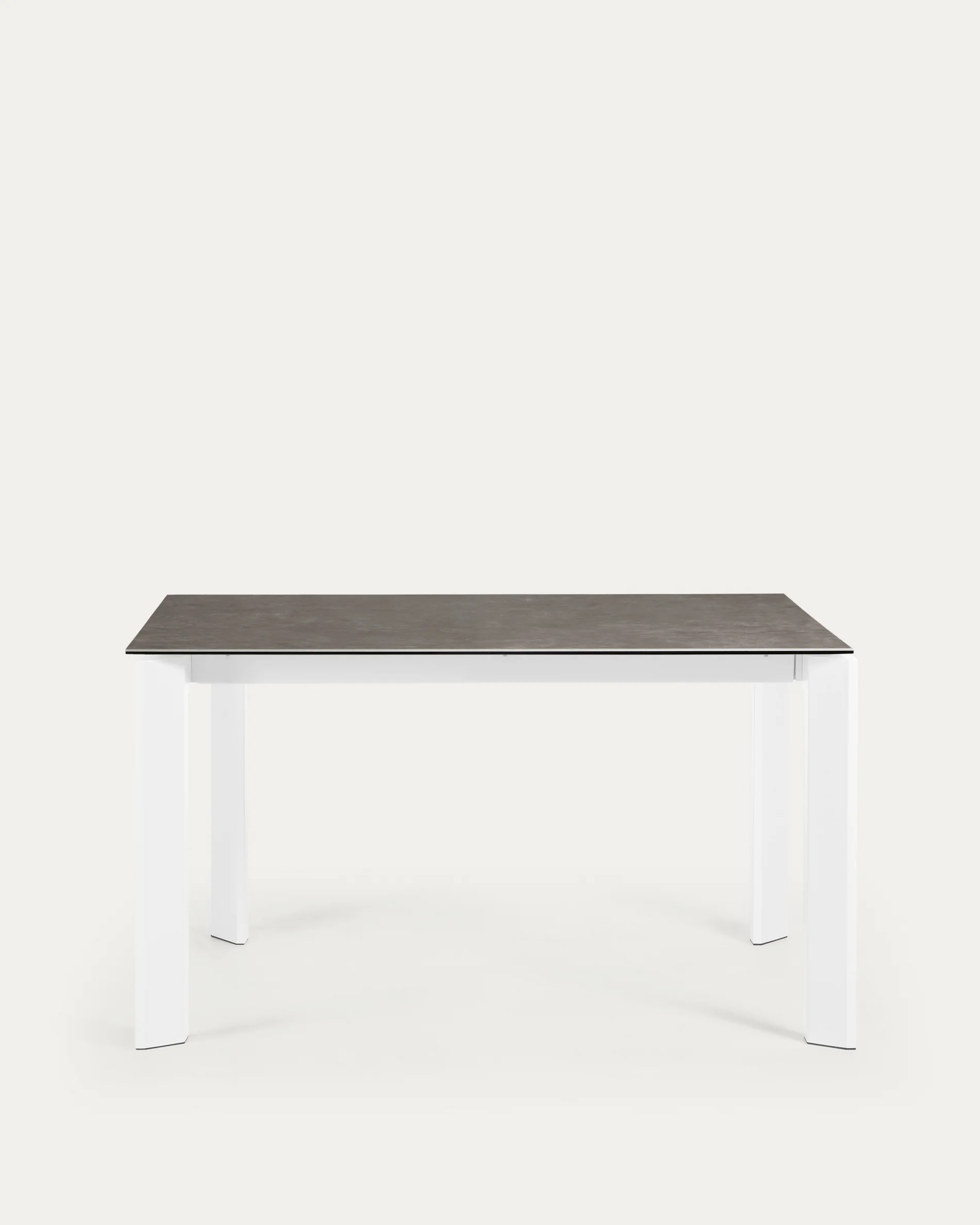 Axis porcelain extendable table in Volcano Ash finish with white steel legs 140 (200) cm