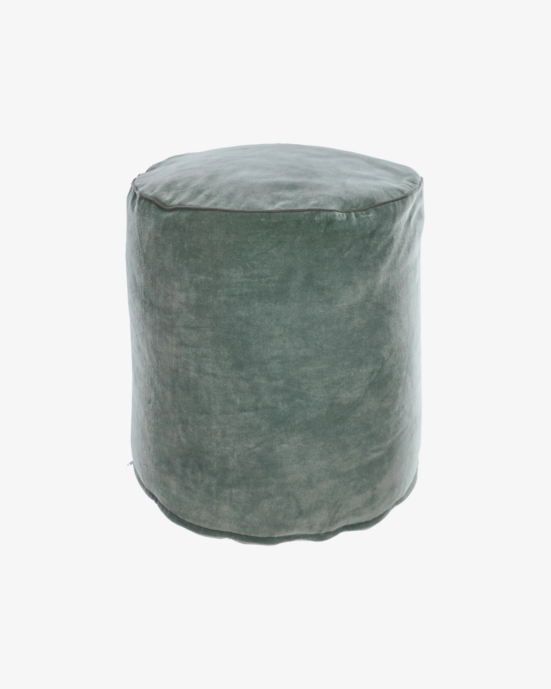 Brunetta round pouffe in dark turquoise velvet Ø 40 cm