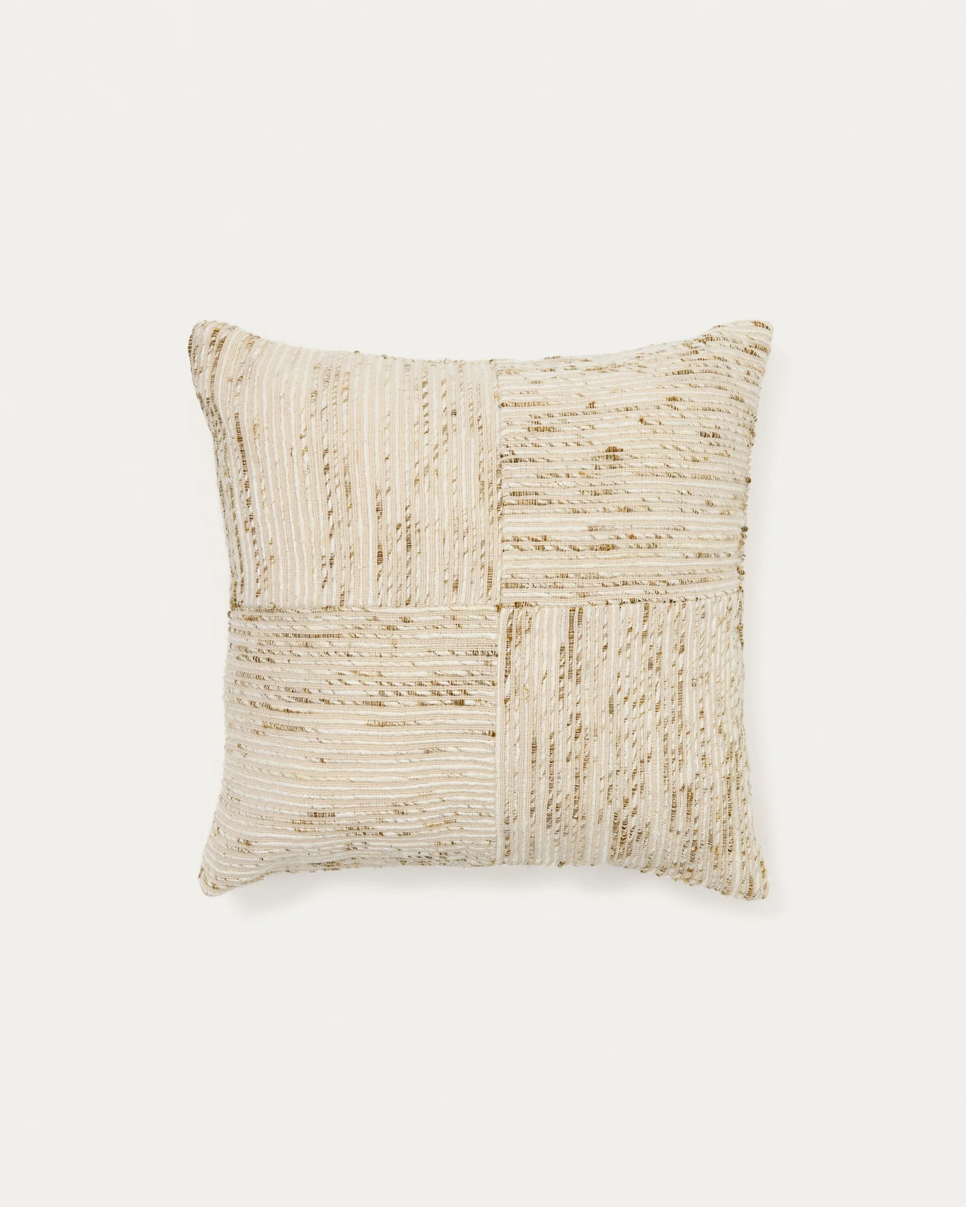 Anuba beige and green checked jacquard cushion cover 45 x 45cm