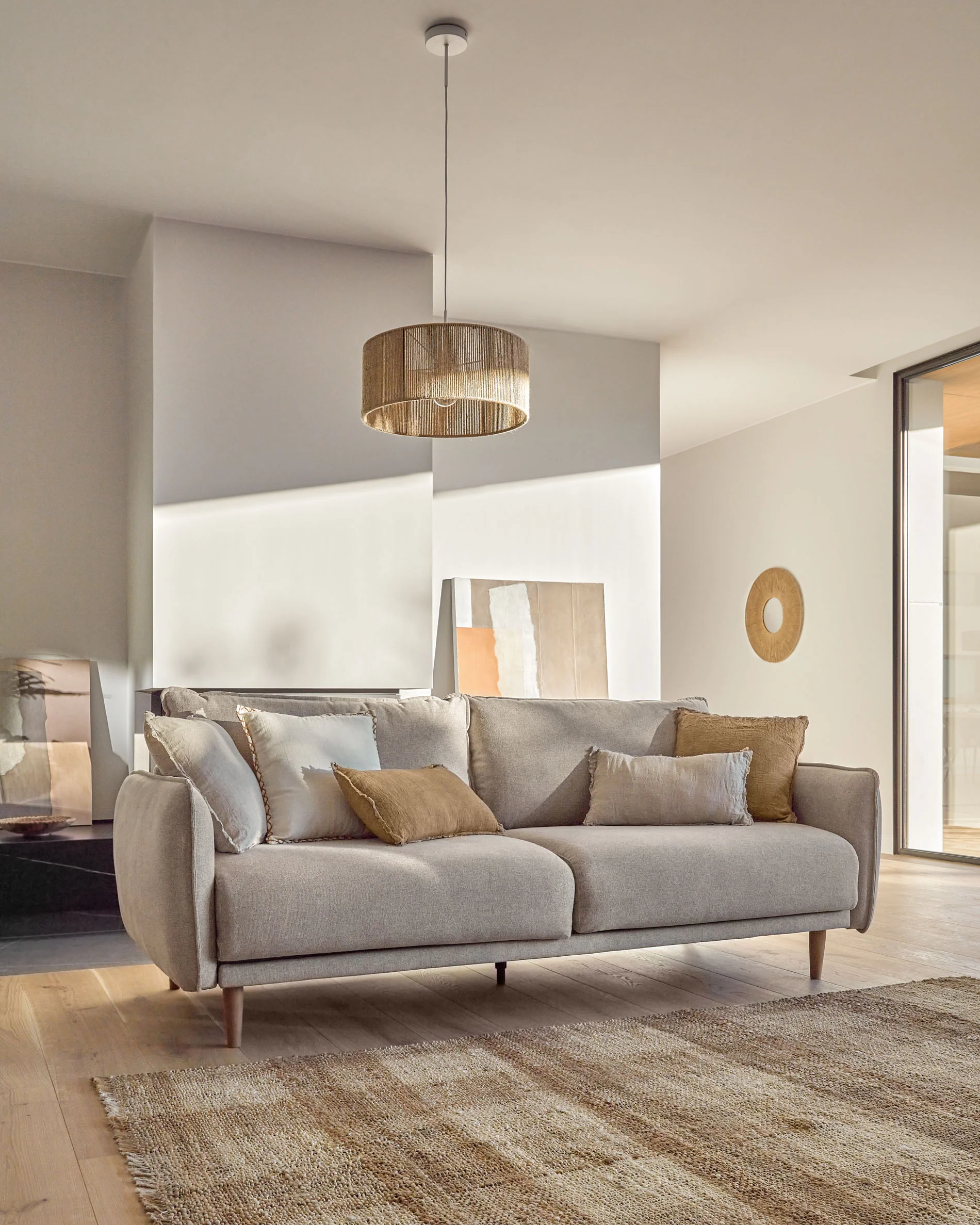 3 seater Carlota sofa in beige, 213 cm FSC Mix Credit