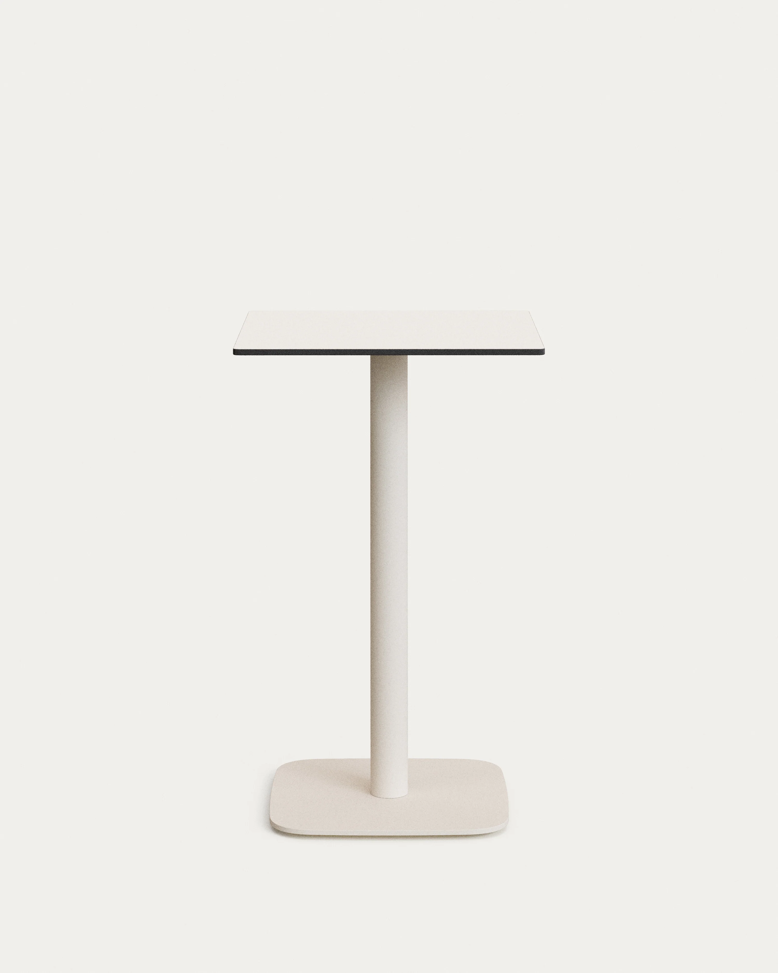 Dina high outdoor table in white with metal leg in a painted white finish, 60x60x96 cm