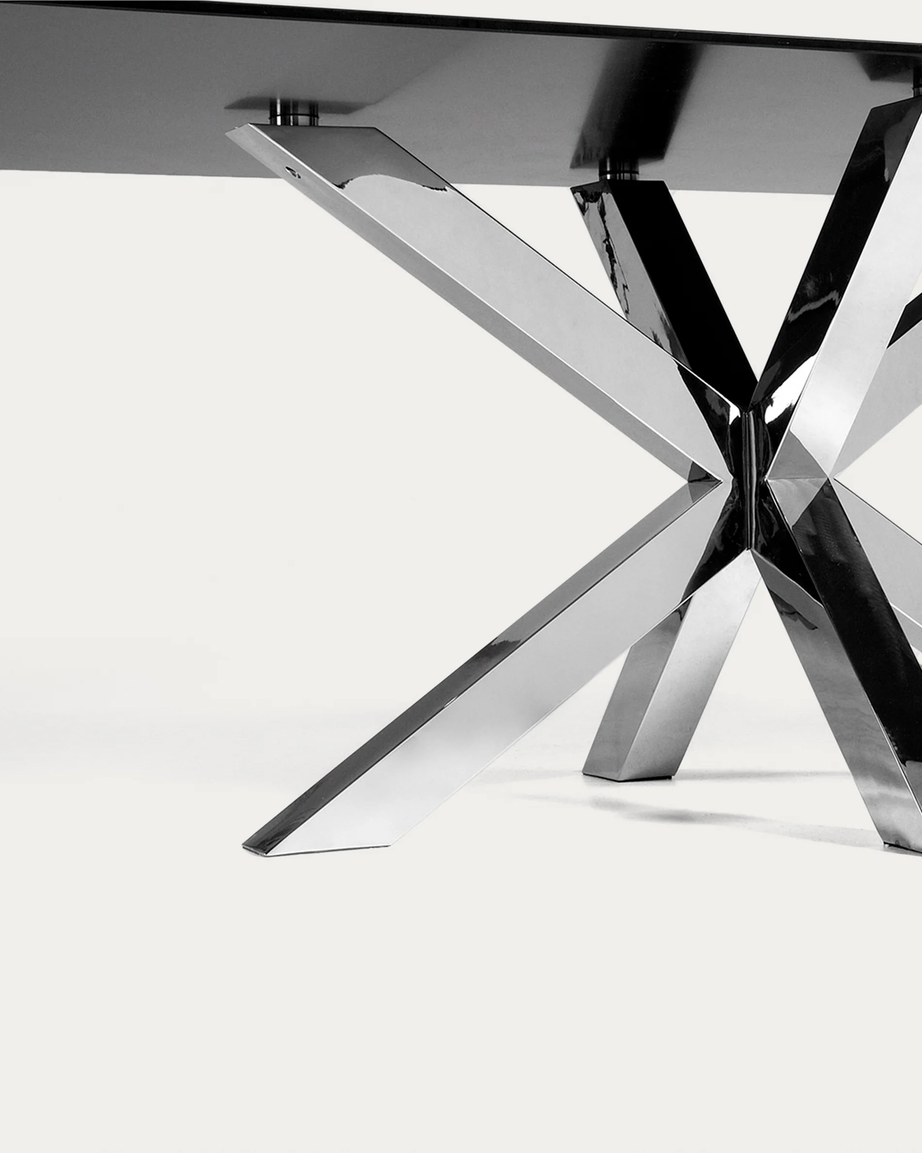 Argo table with black glass and steel legs 200 x 100 cm