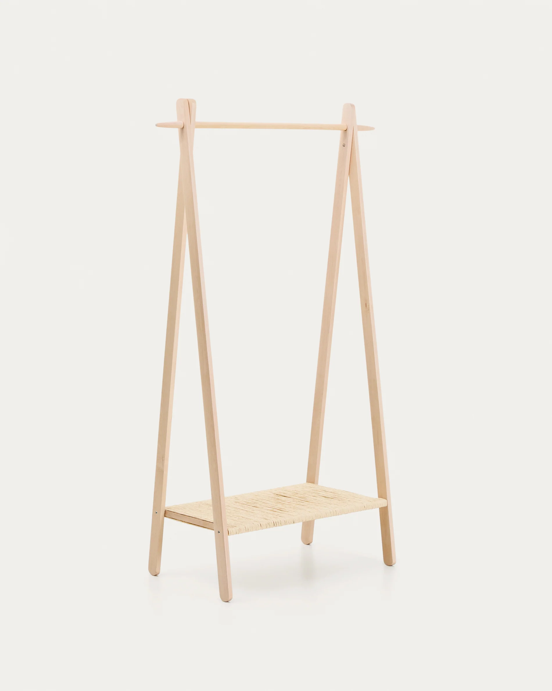 Natane birch wood and rattan clothing rail, 95 x 152 cm