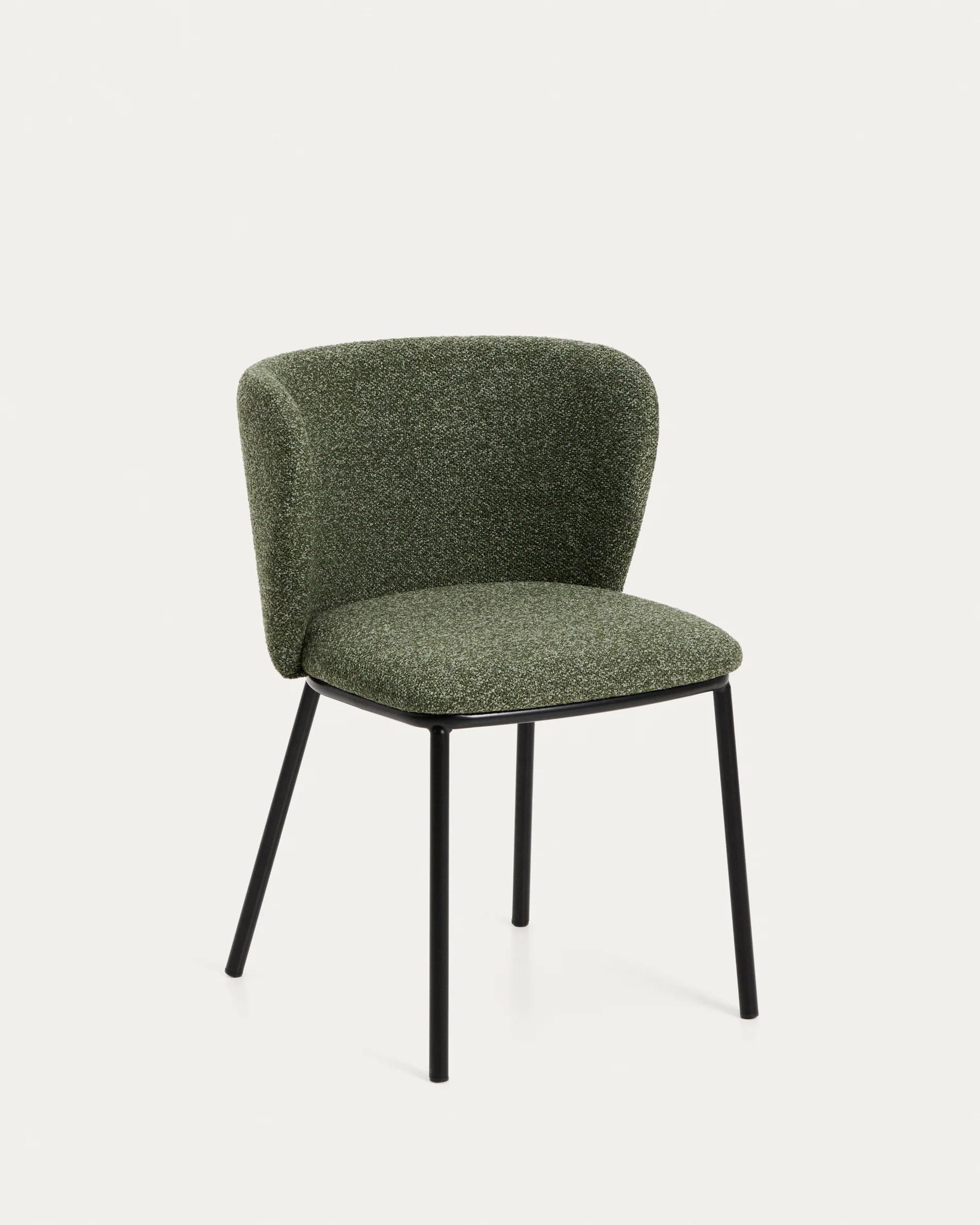 Ciselia dark green thick chenille chair with black finish steel legs FSC Mix Credit
