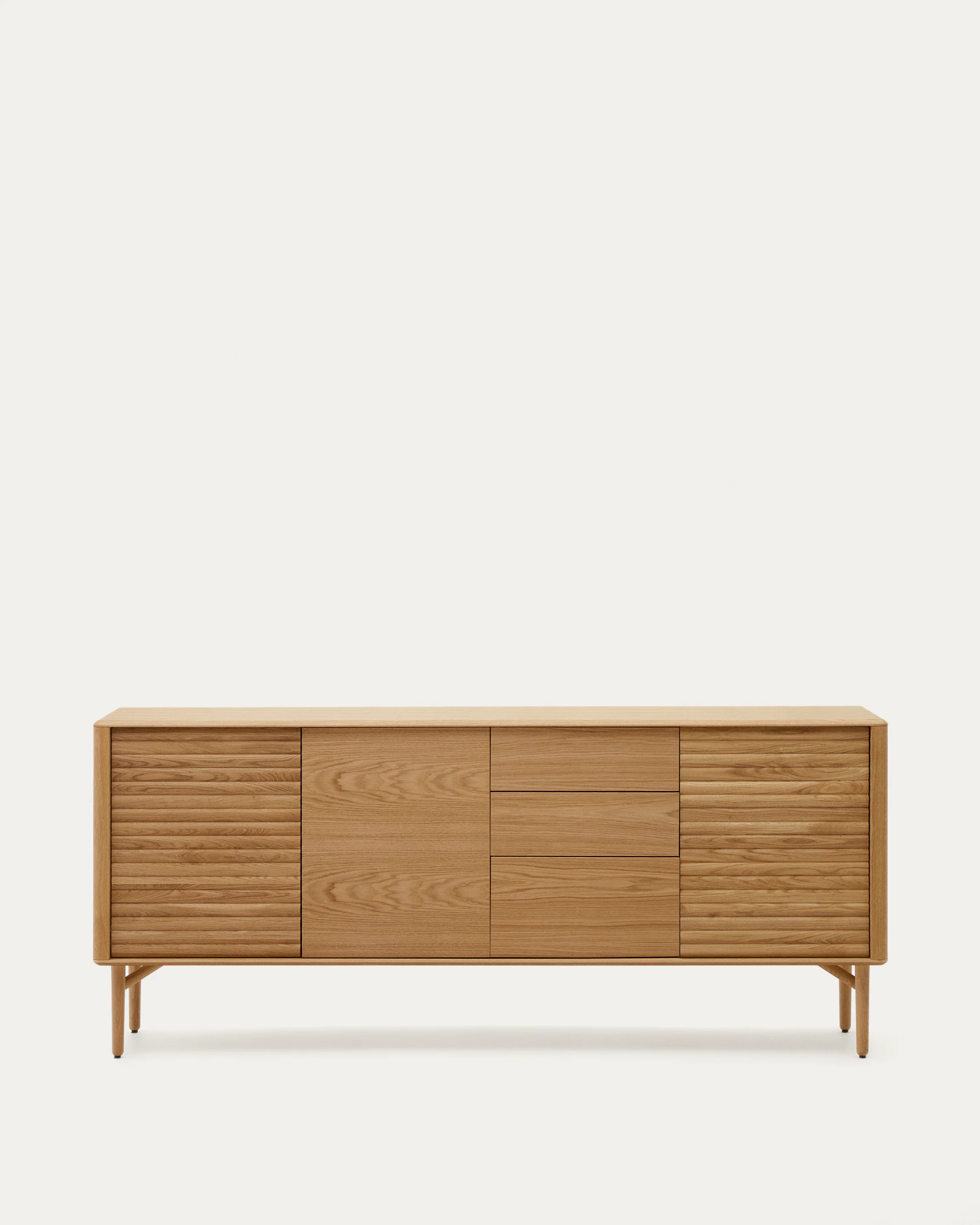 Lenon oak wood and veneer sideboard with 3 doors & 3 drawers, 200 x 86 cm FSC MIX Credit