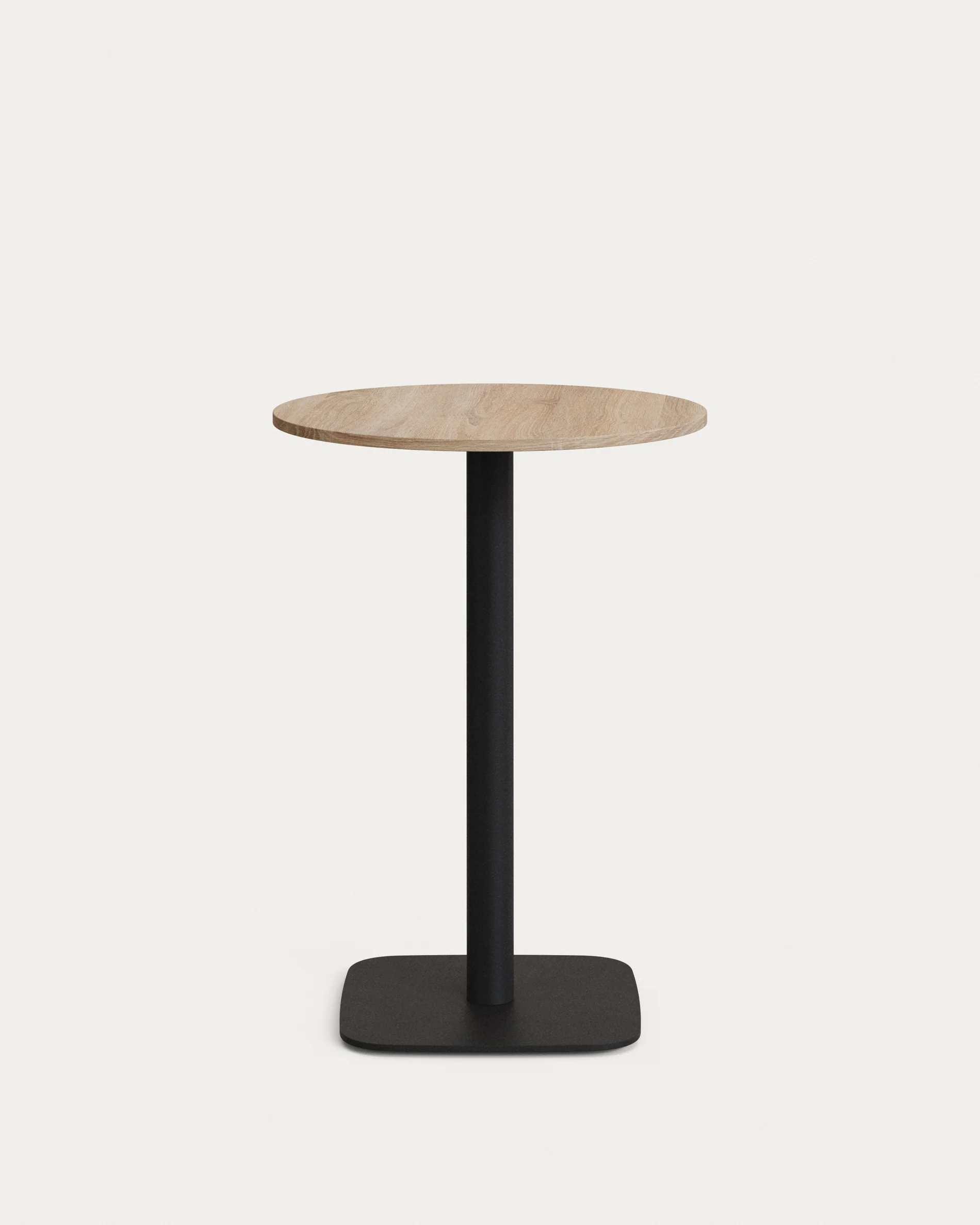 Dina high round table in natural finish melamine with metal leg in a painted black finish, Ø 60x96 cm