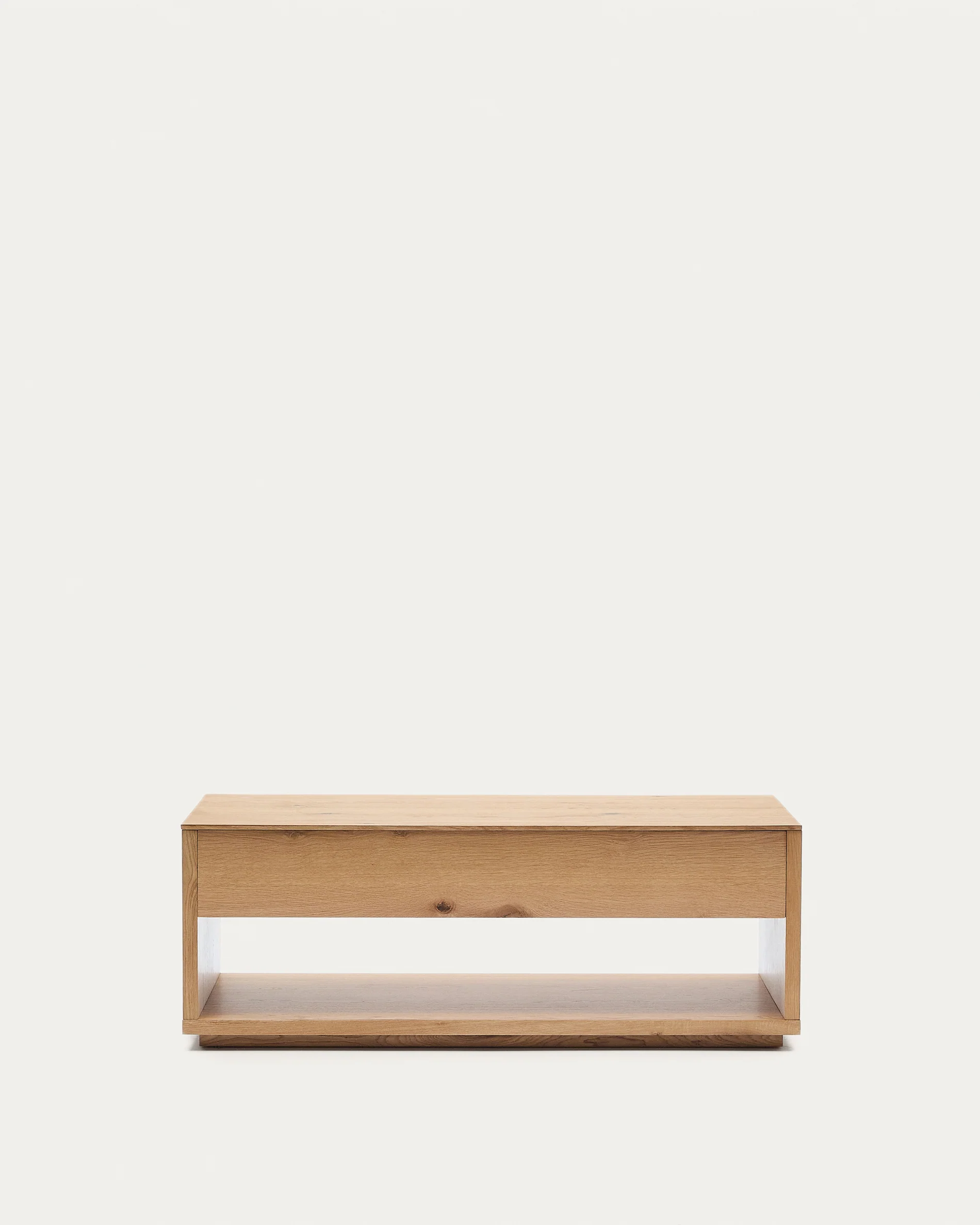 Alguema raisable coffee table in oak veneer with natural finish 120 x 60 cm