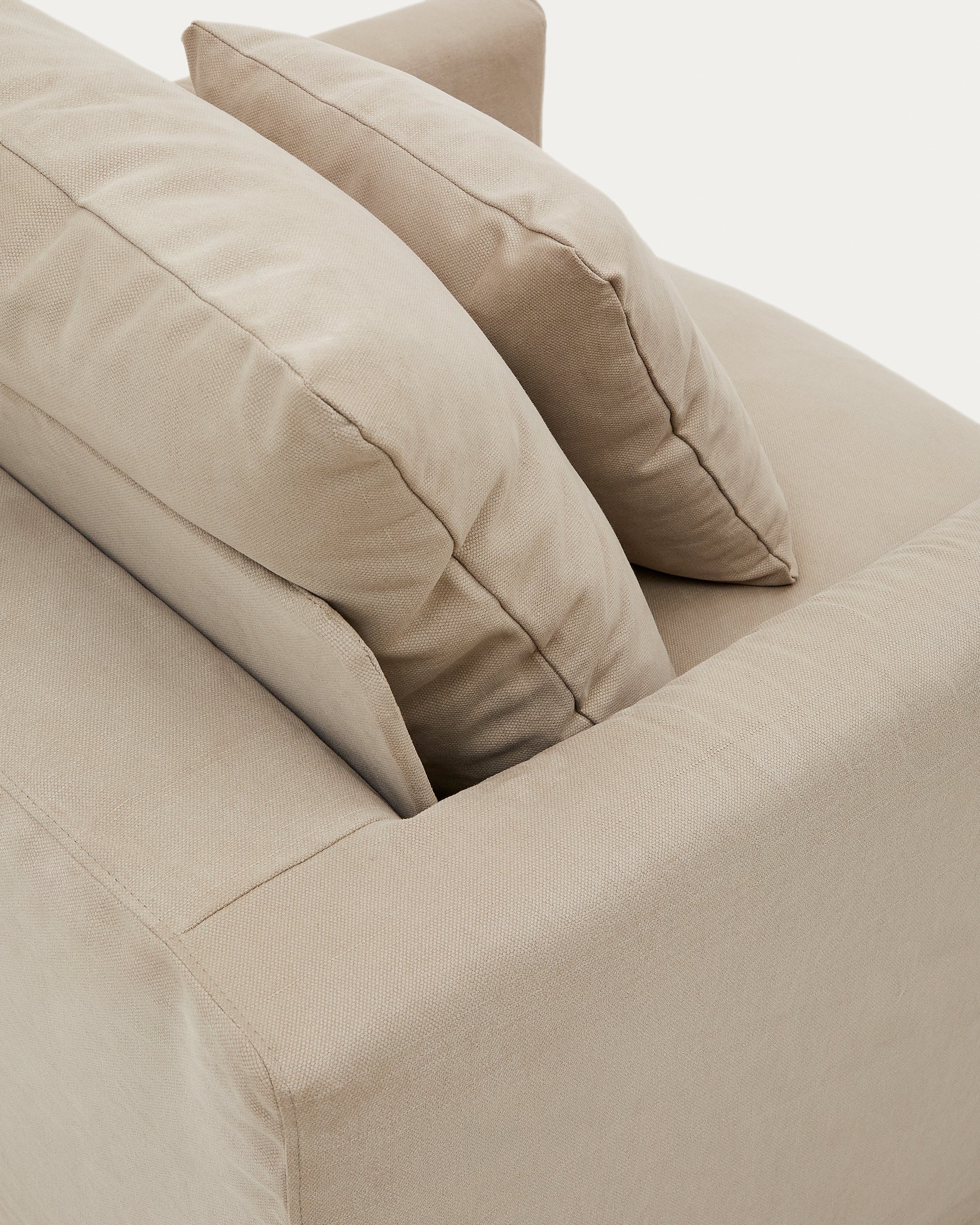 Nora armchair cover in taupe linen and cotton 92cm