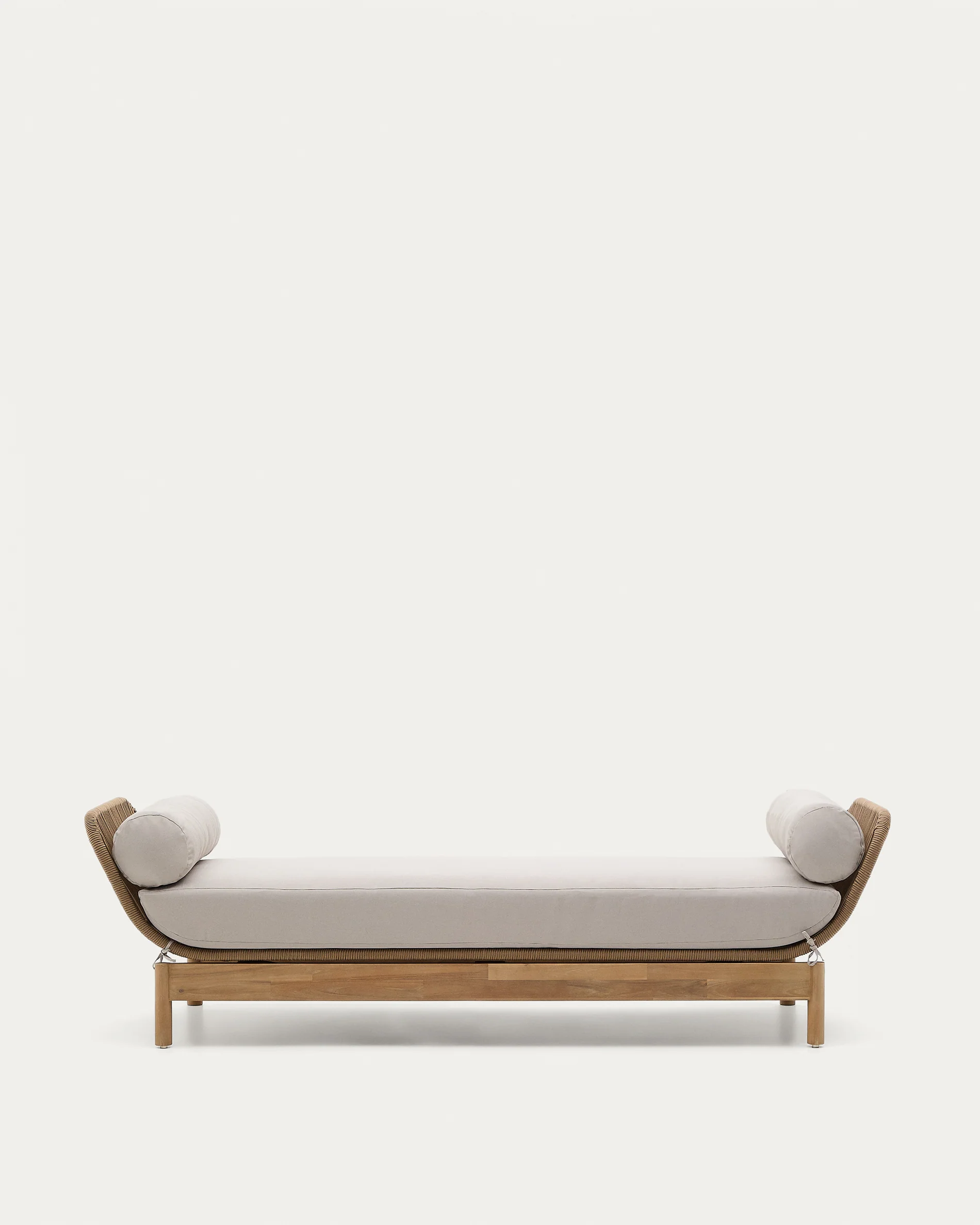 Catalina sun lounger, in beige cord and solid FSC 100% acacia wood