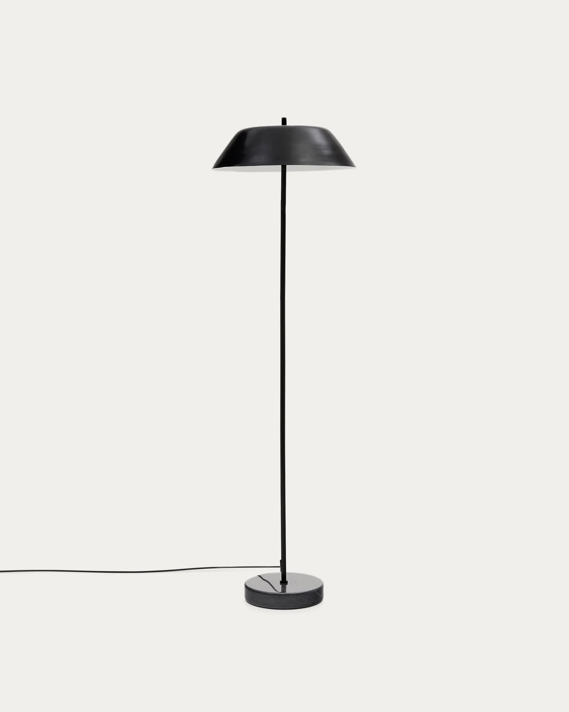 Sayra floor lamp made of black marble and metal in a black painted finish