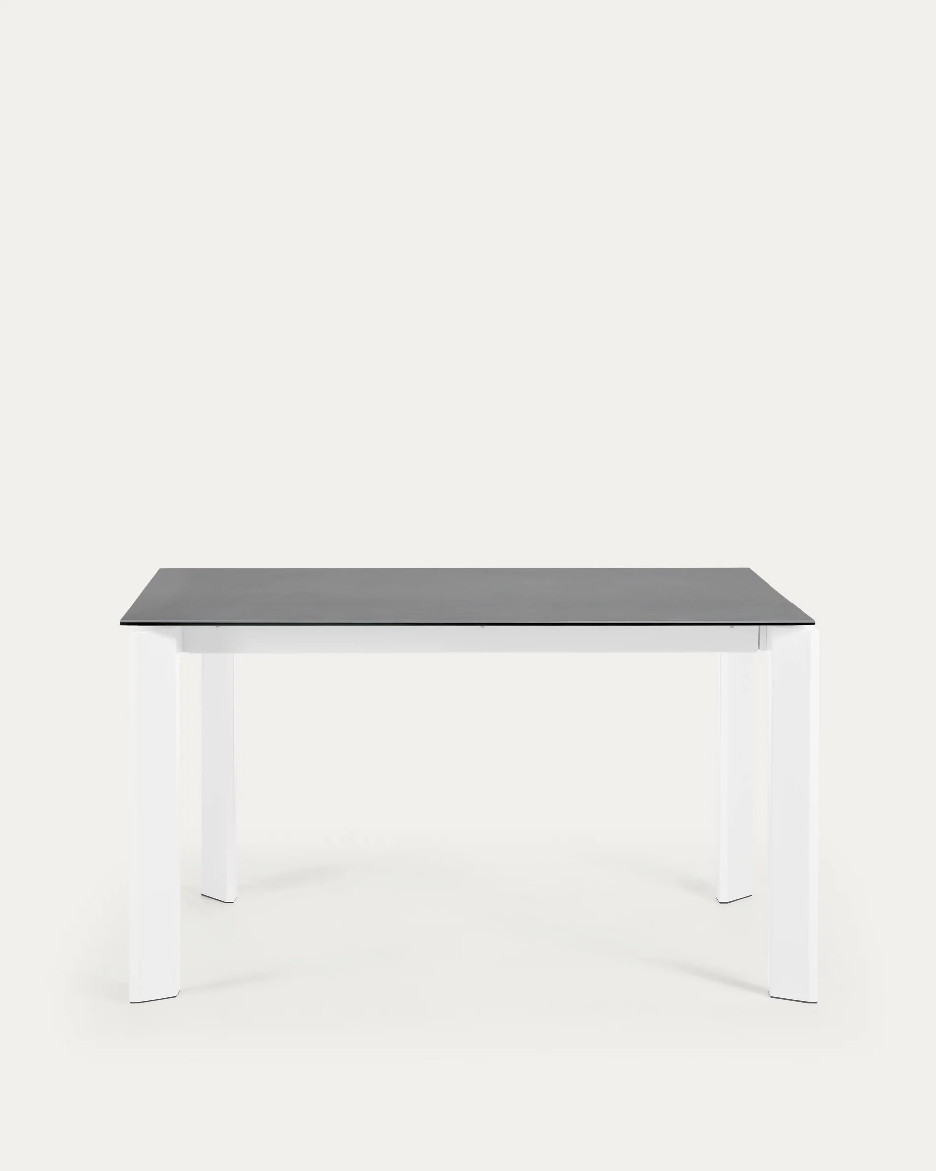 Axis porcelain extendable table in Volcano Rock finish with white steel legs 140 (200) cm