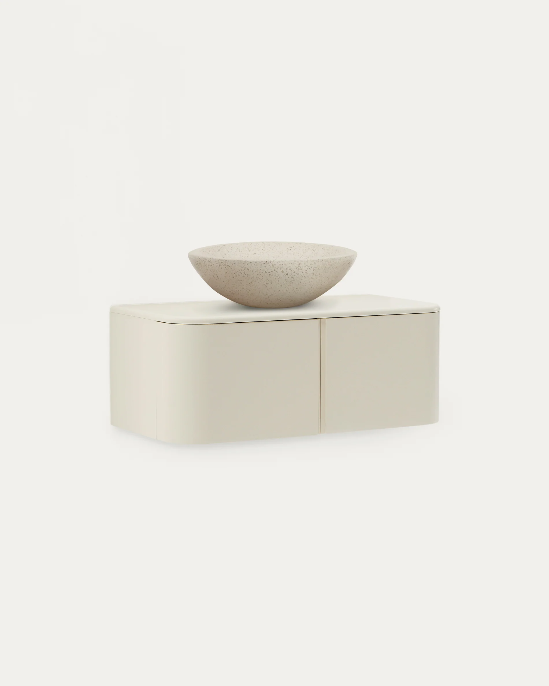 Salaya bathroom furniture in lacquered beige ash laminated plywood 90 x 45 cm